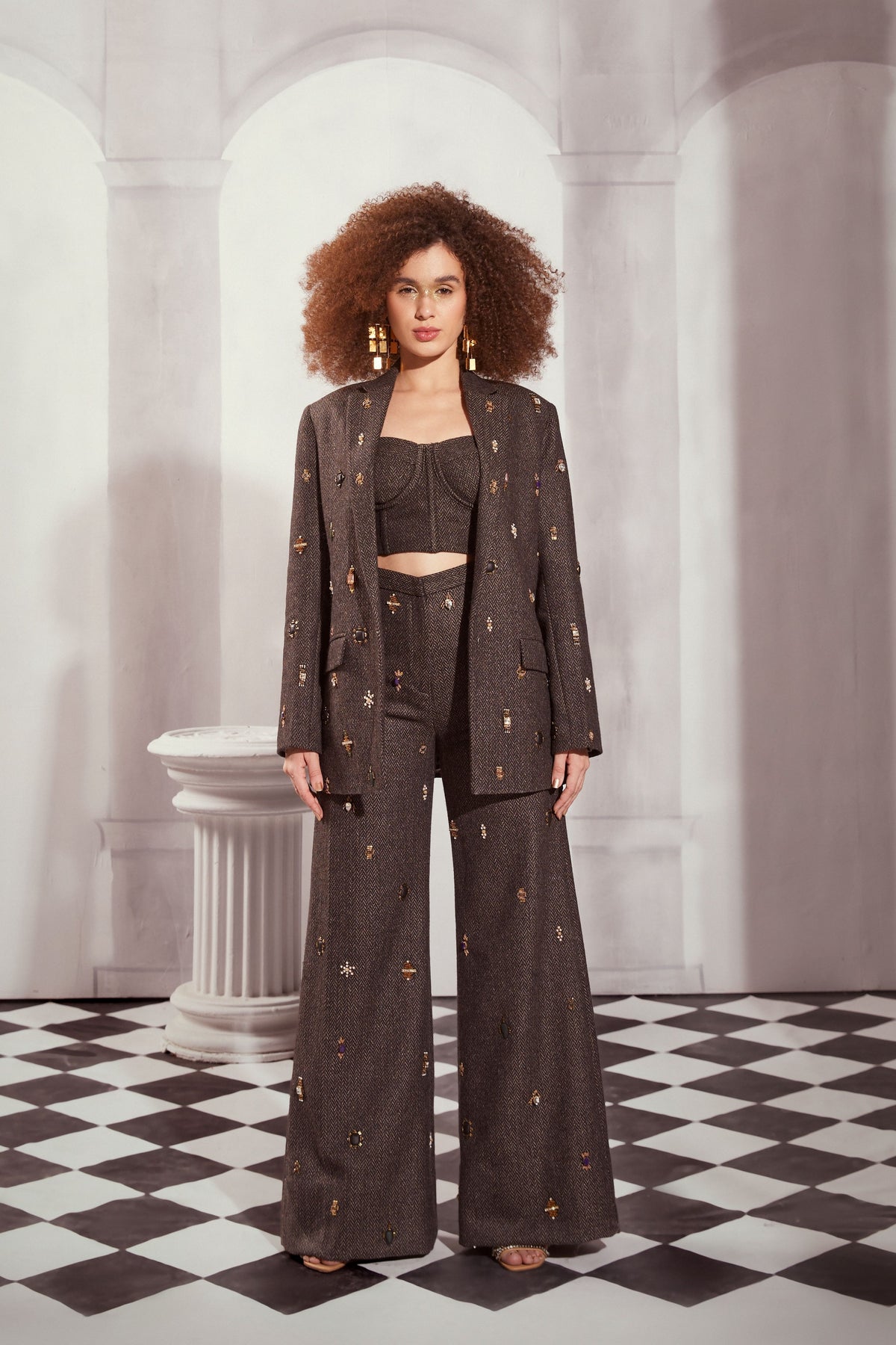 Jewelled 3 Pc Pantsuit Set