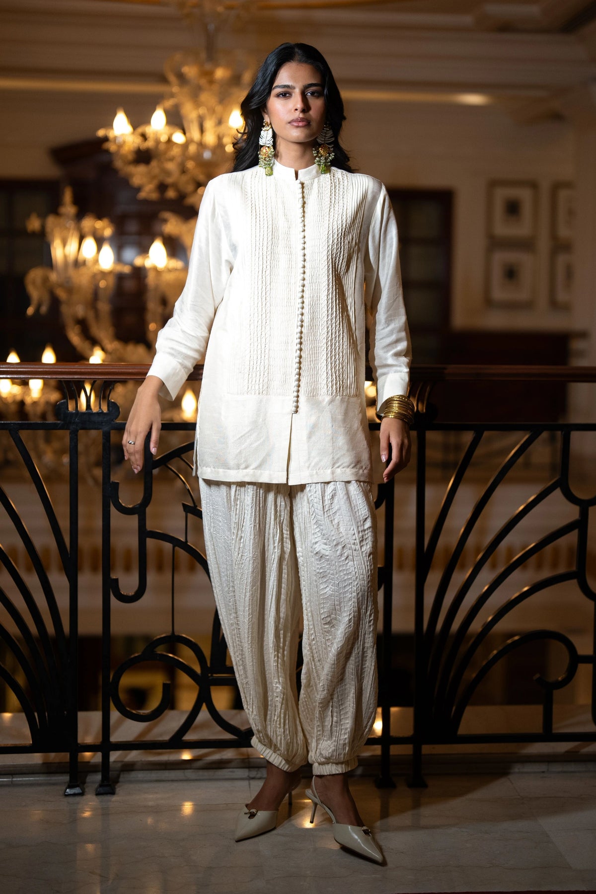 Pintuck Shirt & Crushed Crinkled Pants