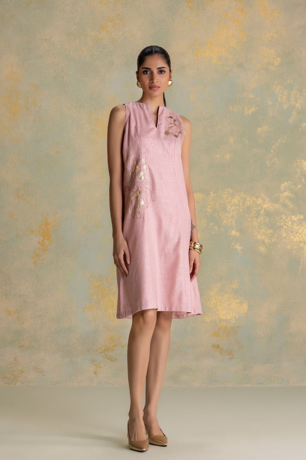 Golden Grace Blush Daisy Dress