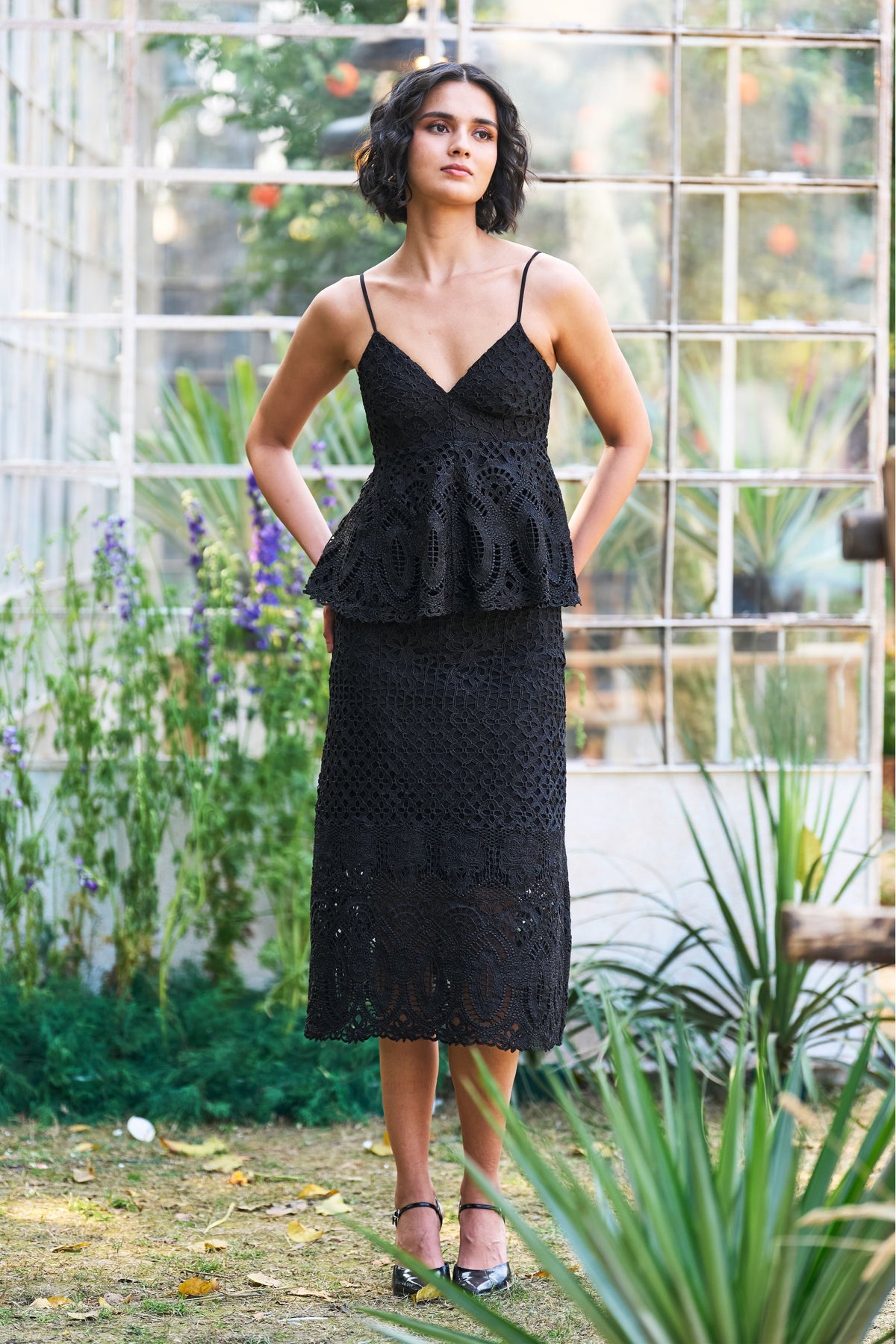Metallic Lace Skirt Set