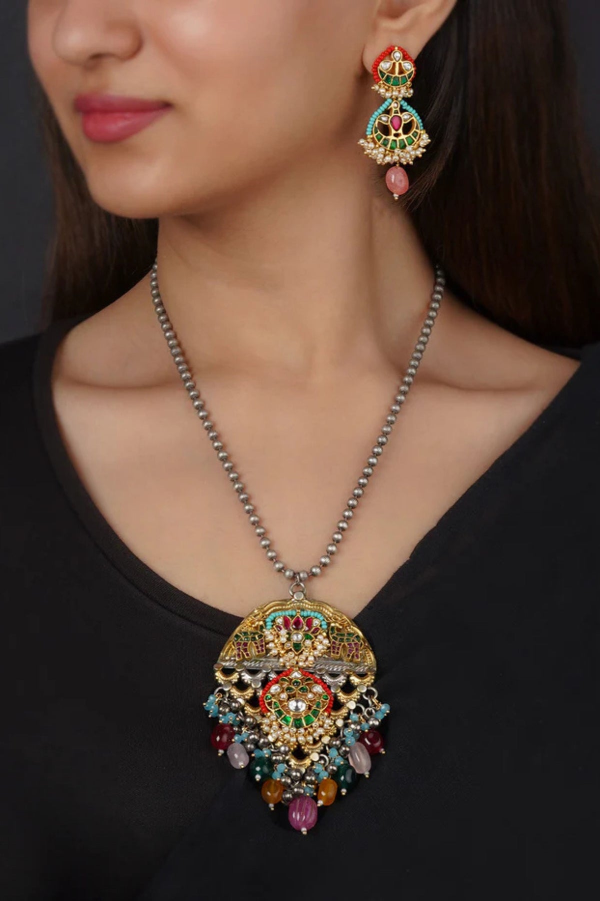 Multicolor Tribal Necklace Set