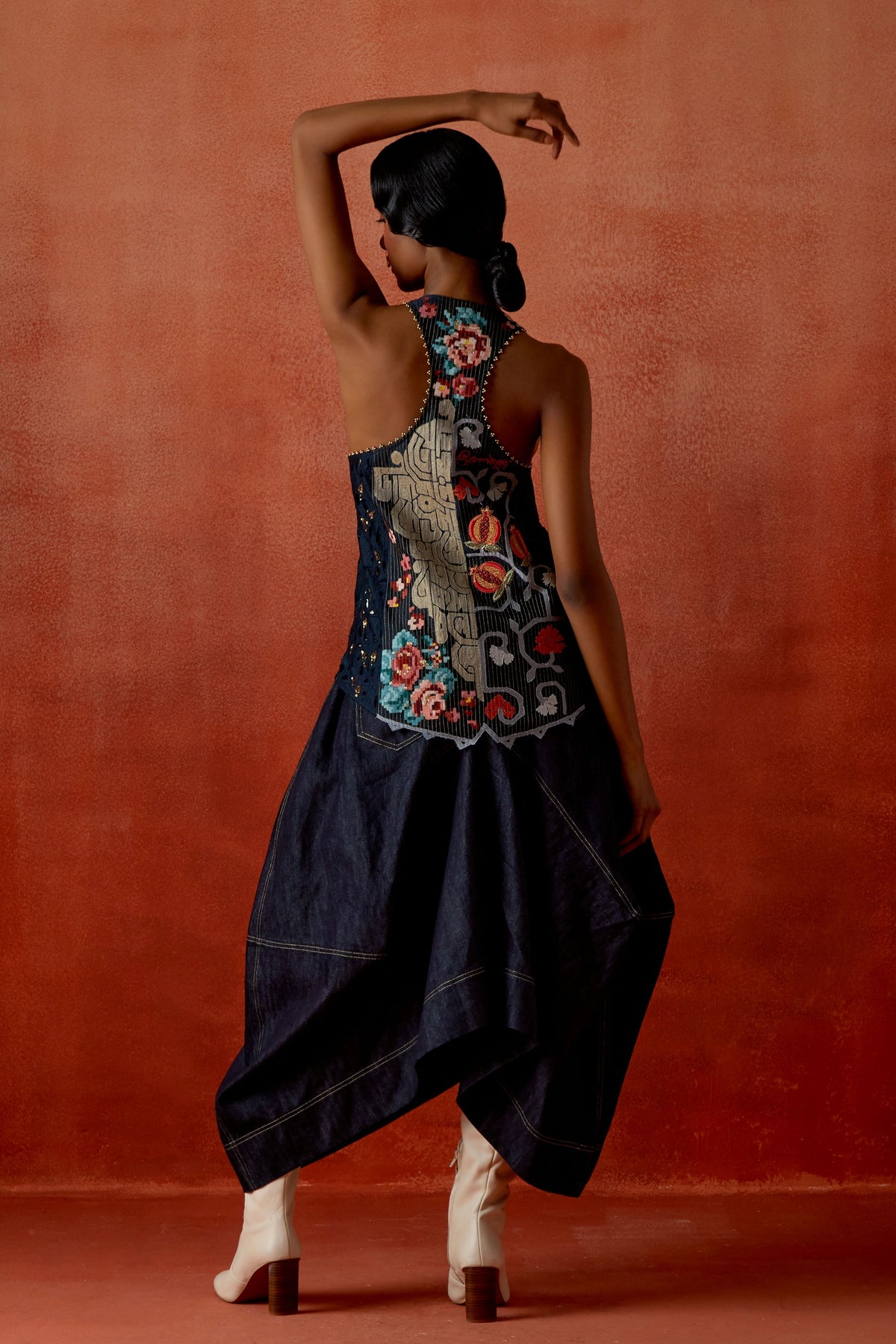 Indigo Denim Barrel Skirt Set