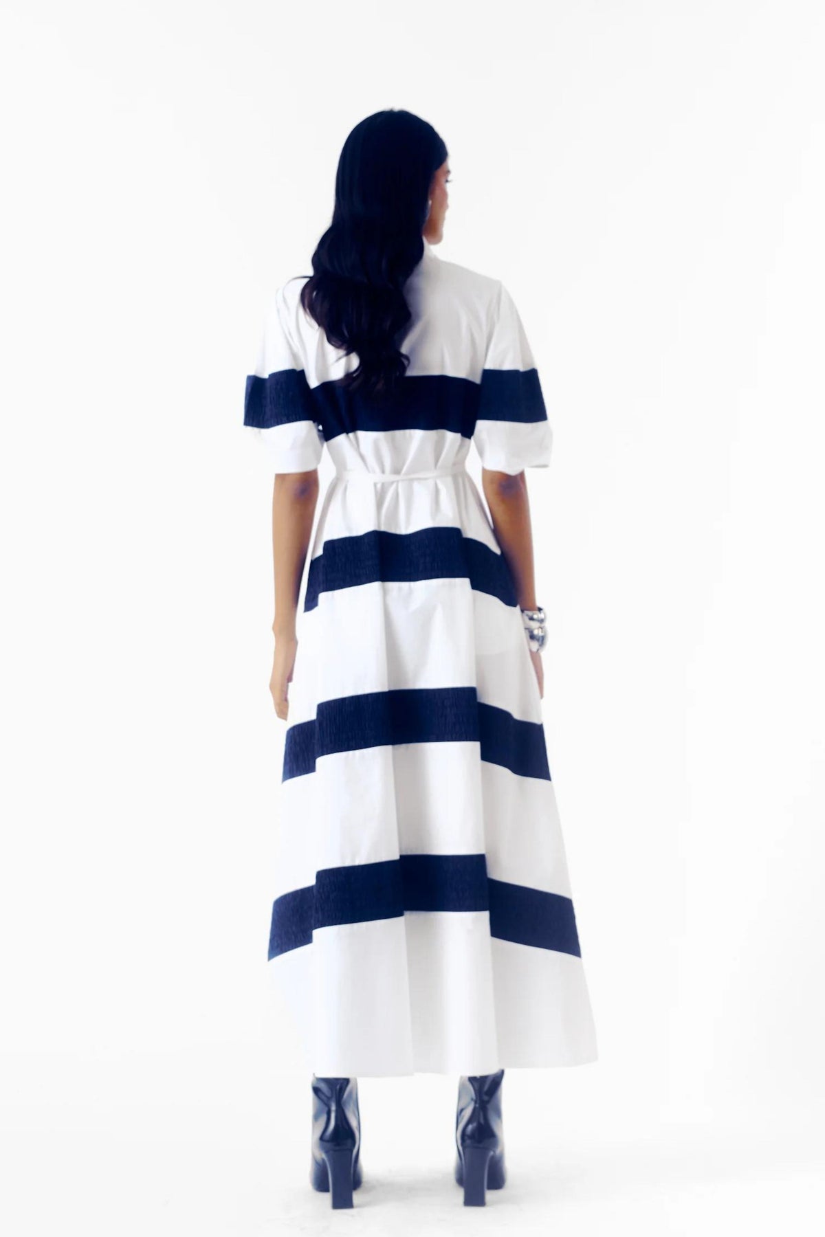 Stella Stripe Dress in White