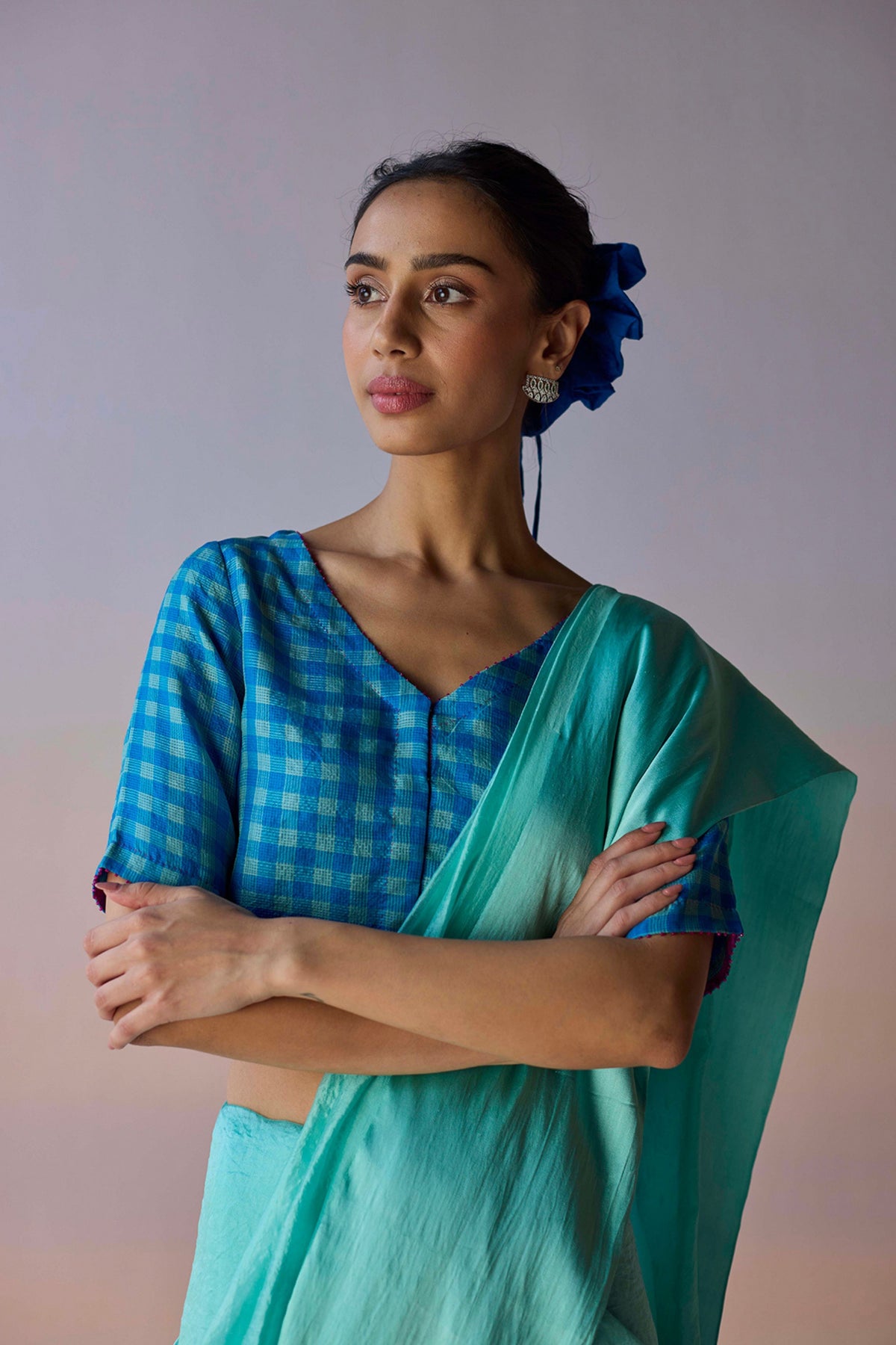 Infinite Grace Blue Saree