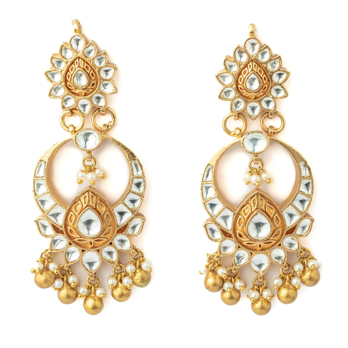 Gold Plated Polki Pair of Earrings