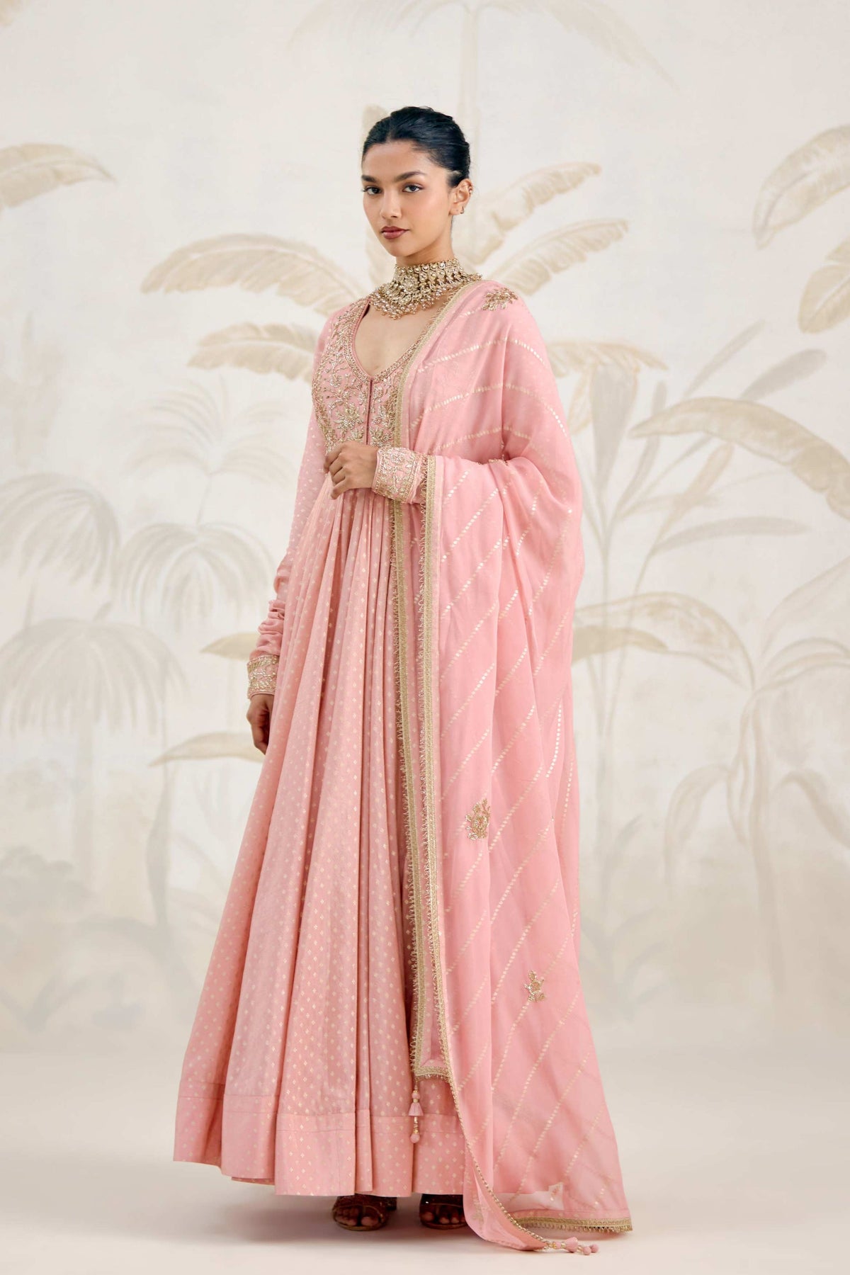 Old Rose Pink Anarkali Set