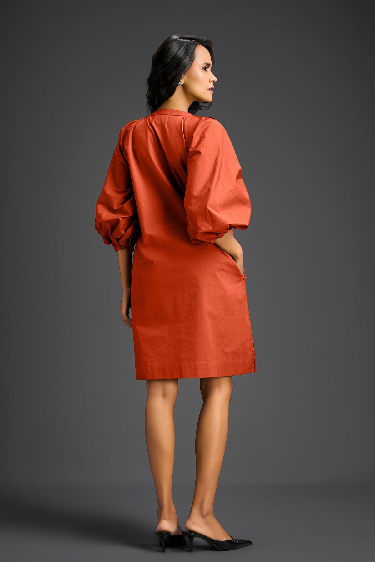 Rust V-neck Dress