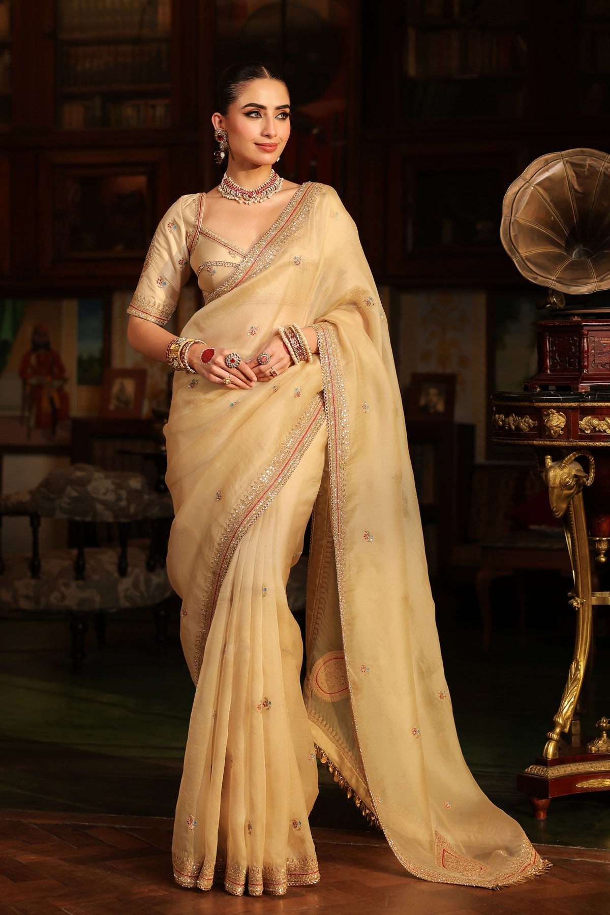 Ahista Ivory Saree Set