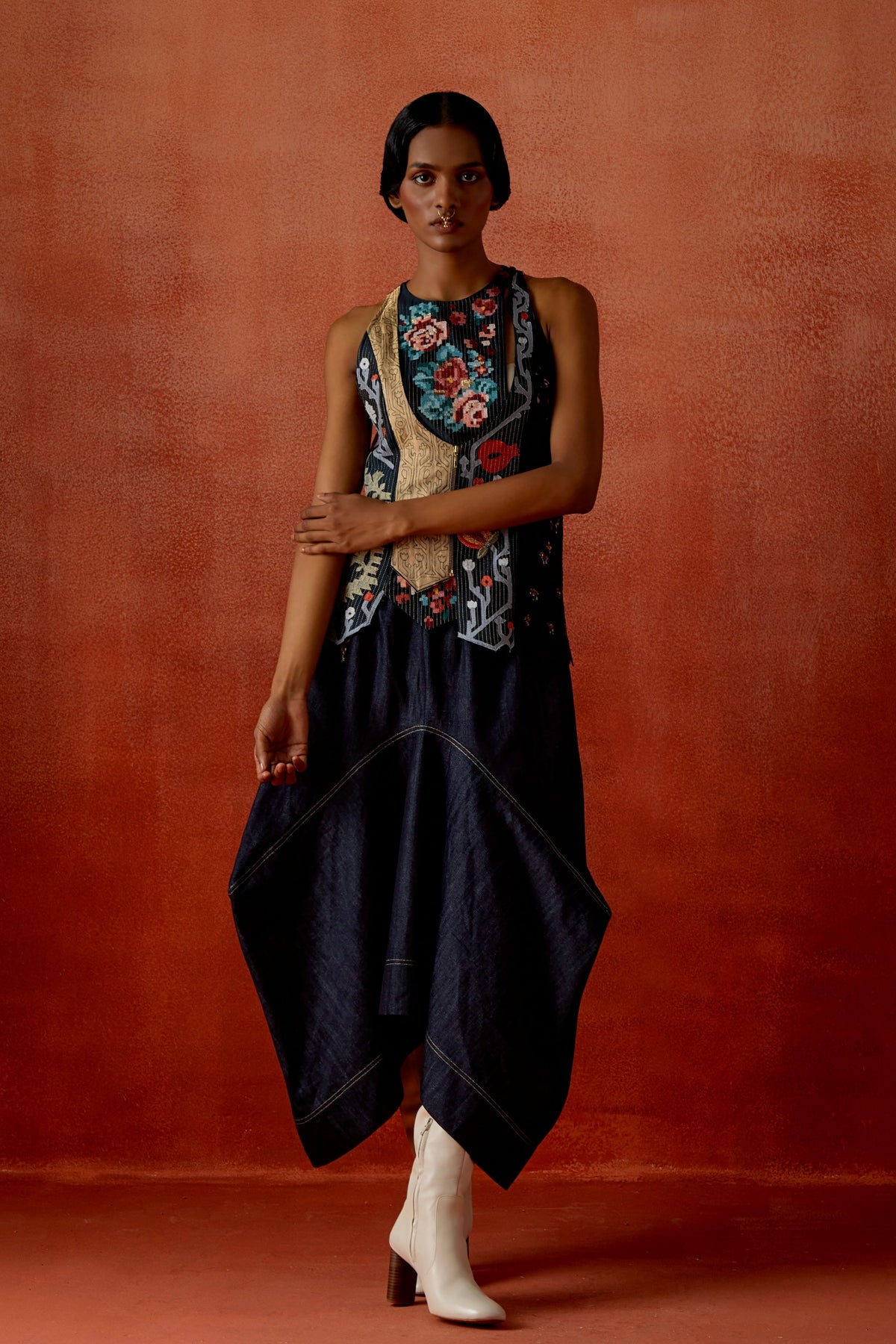 Indigo Denim Barrel Skirt Set