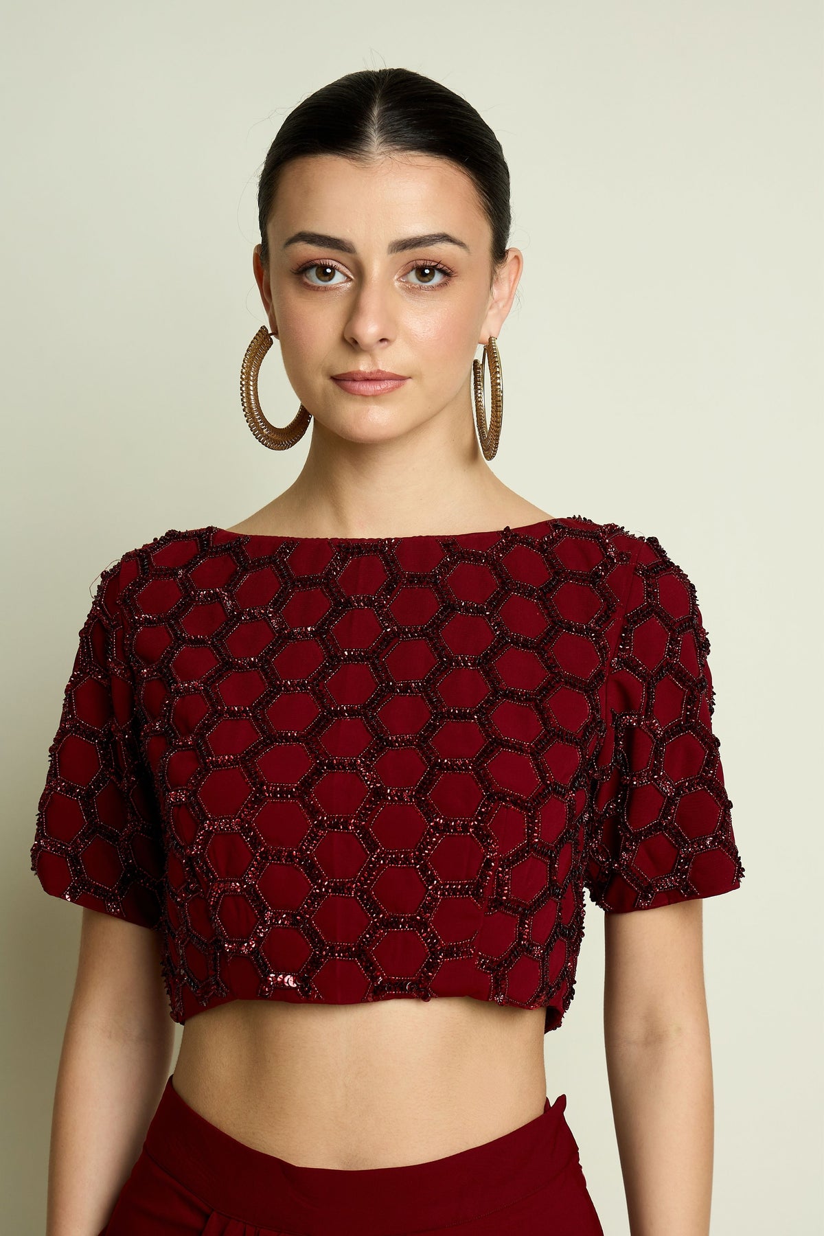 Crystal Web Draped Saree Set