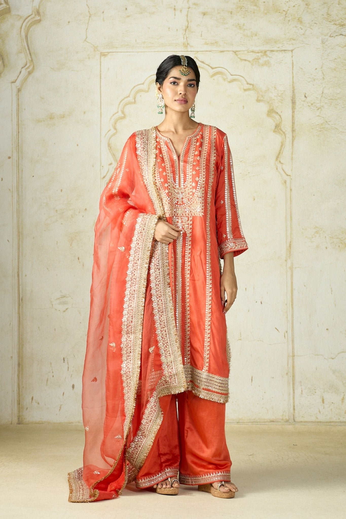 Orange Lakshmi Kurta Set - Gopi Vaid - Elahe