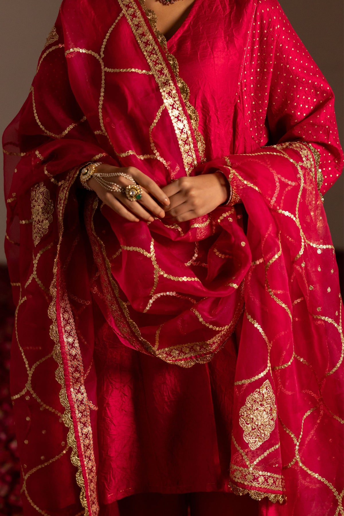 V-Neck Side Kali Kurta Set