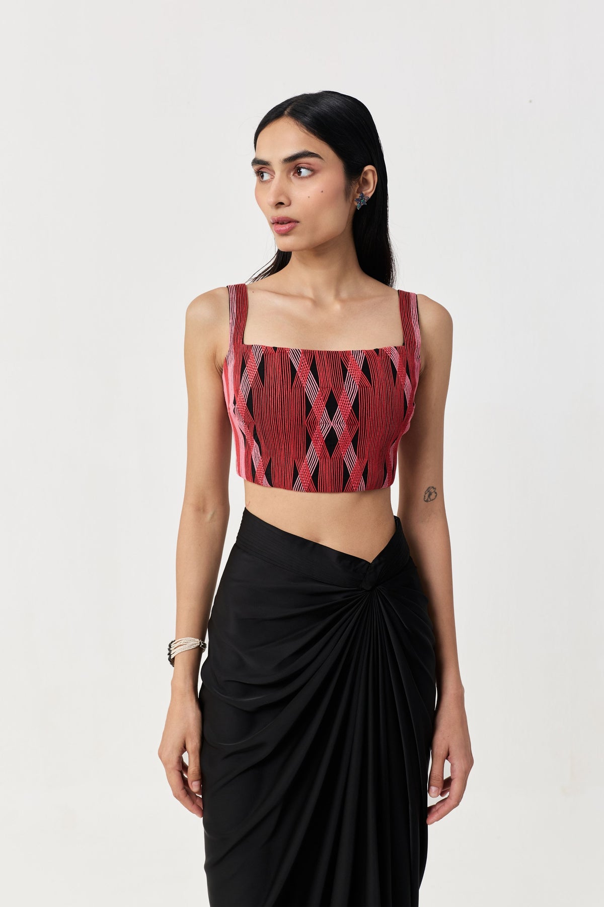Entwined Black Red Corded Bustier