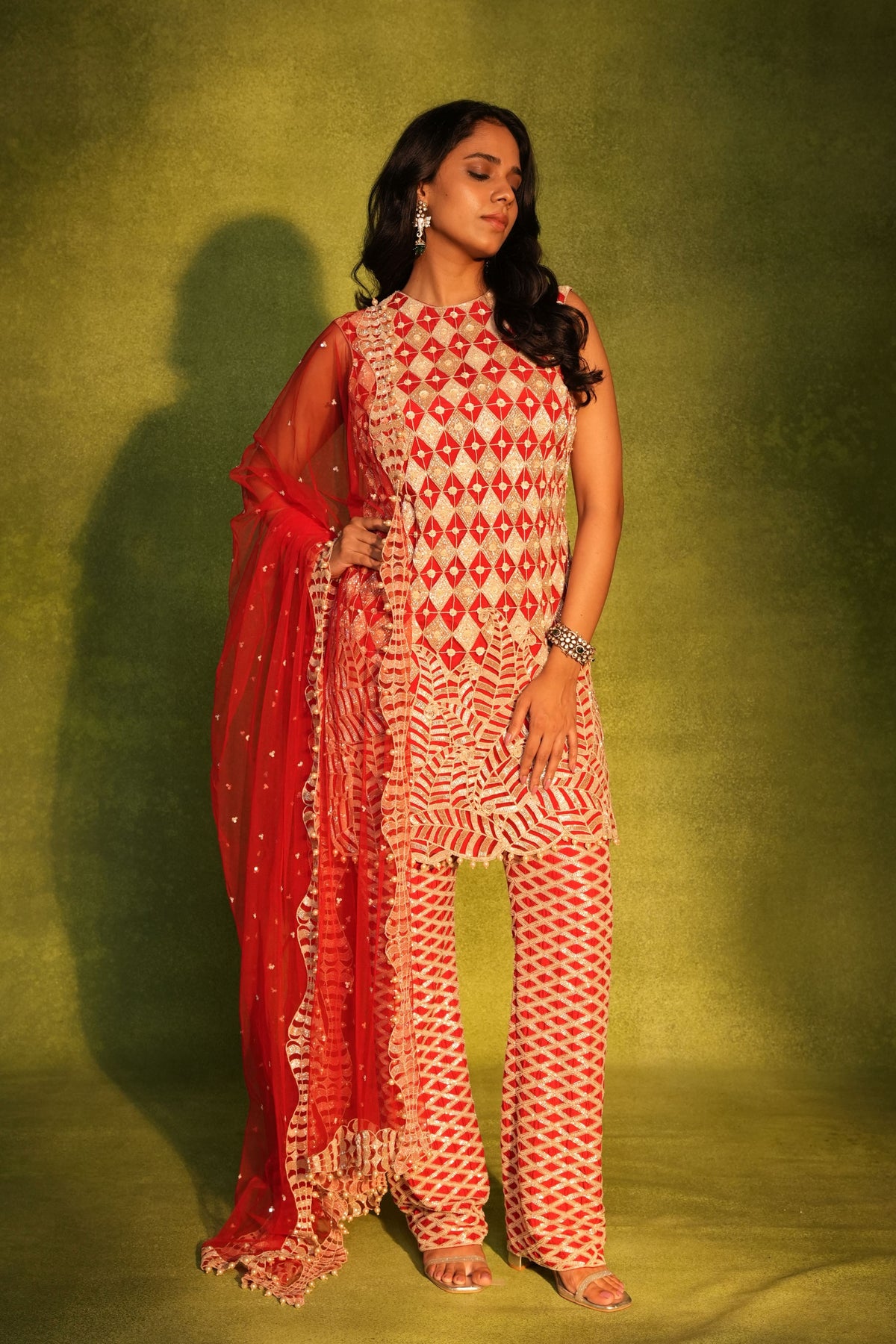 Red Kurta Set