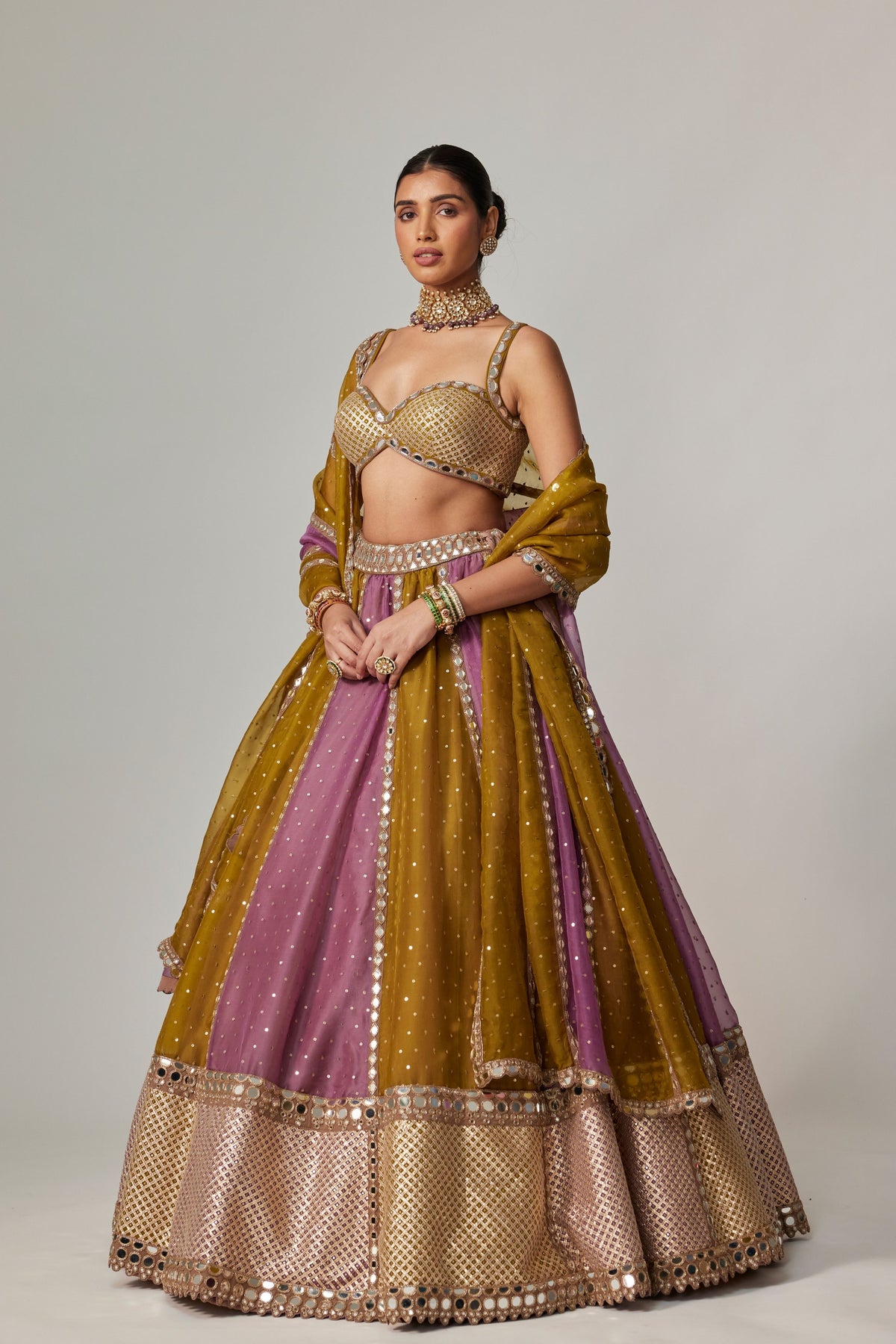 Green Multicolor Lehenga Set