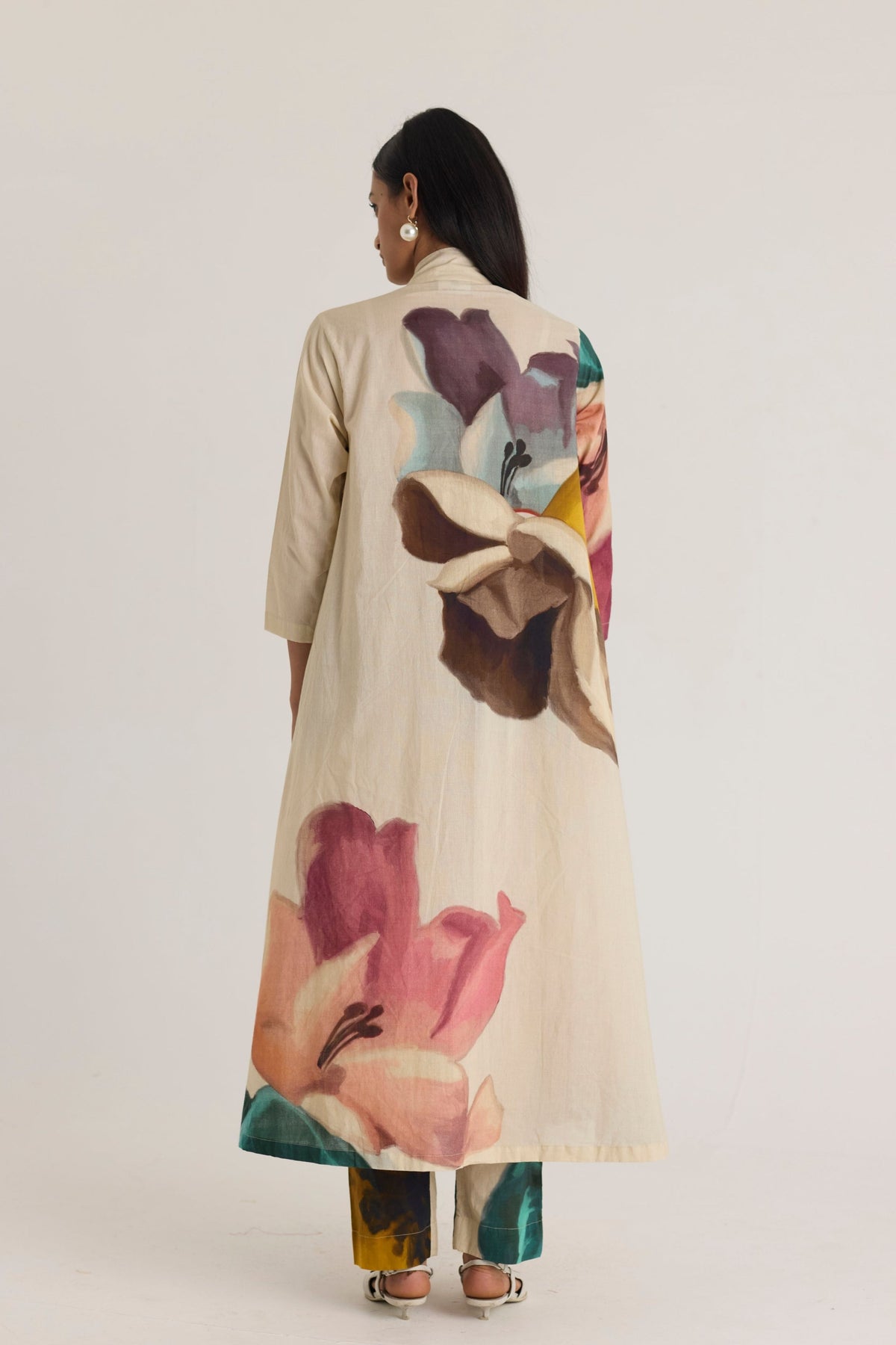 Lila Long V-neck Kurta
