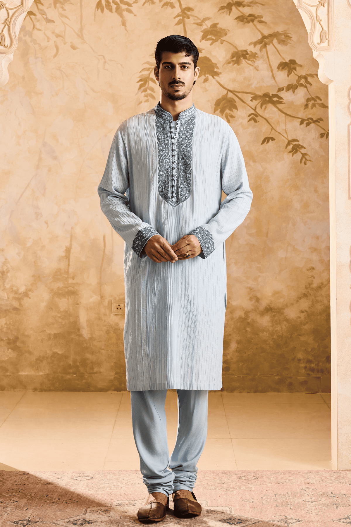 Embroidered Light Blue Kurta Set
