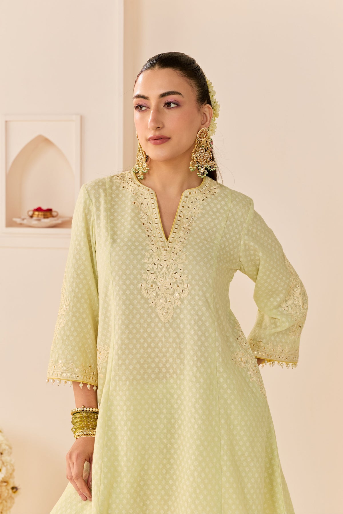 Reem Mint Green Short Choga Set