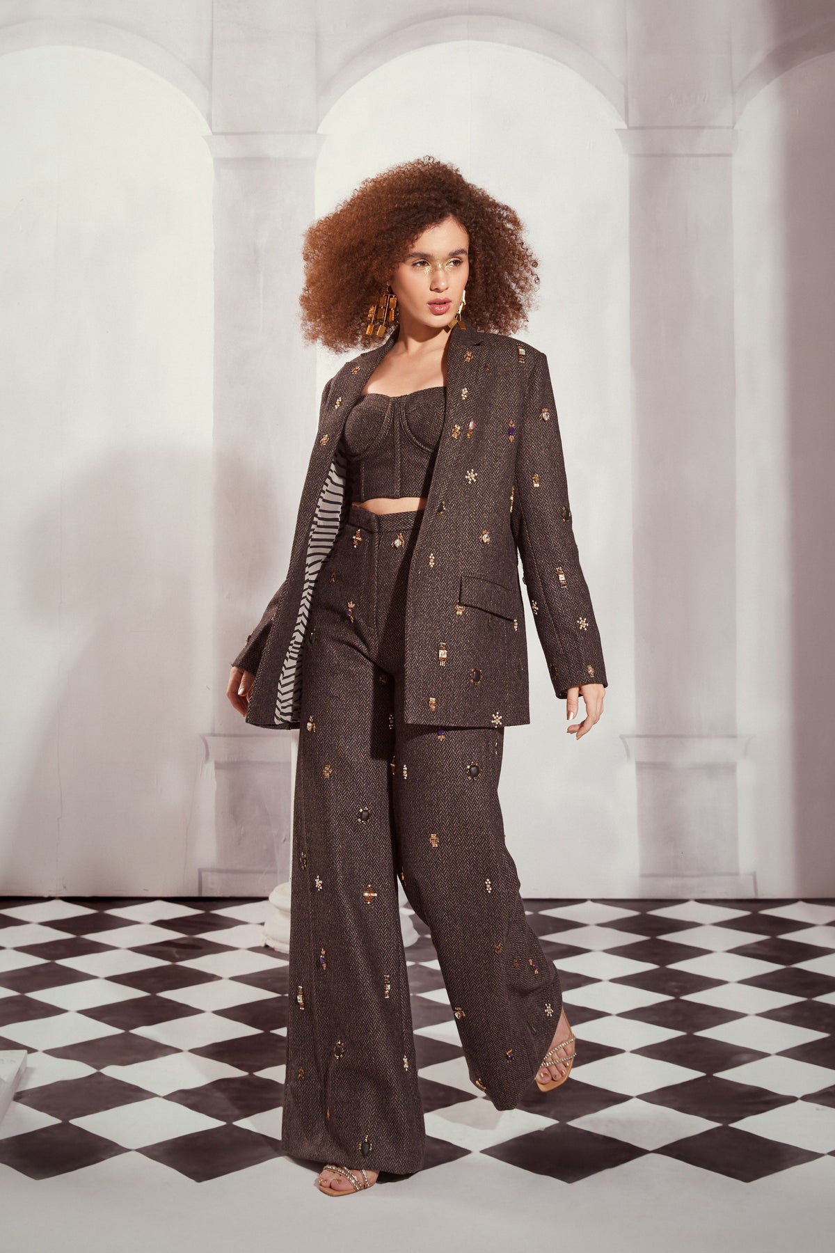 Jewelled 3 Pc Pantsuit Set