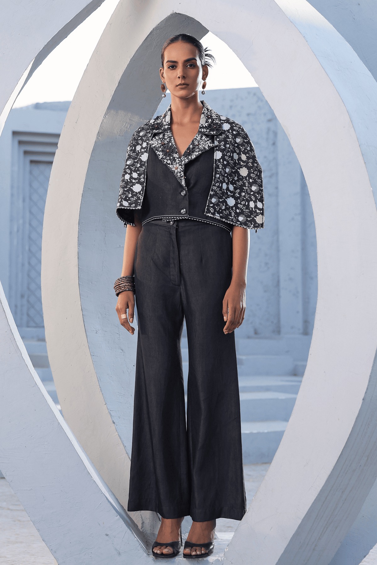 Azure Cape Style Co-ord Set in Black