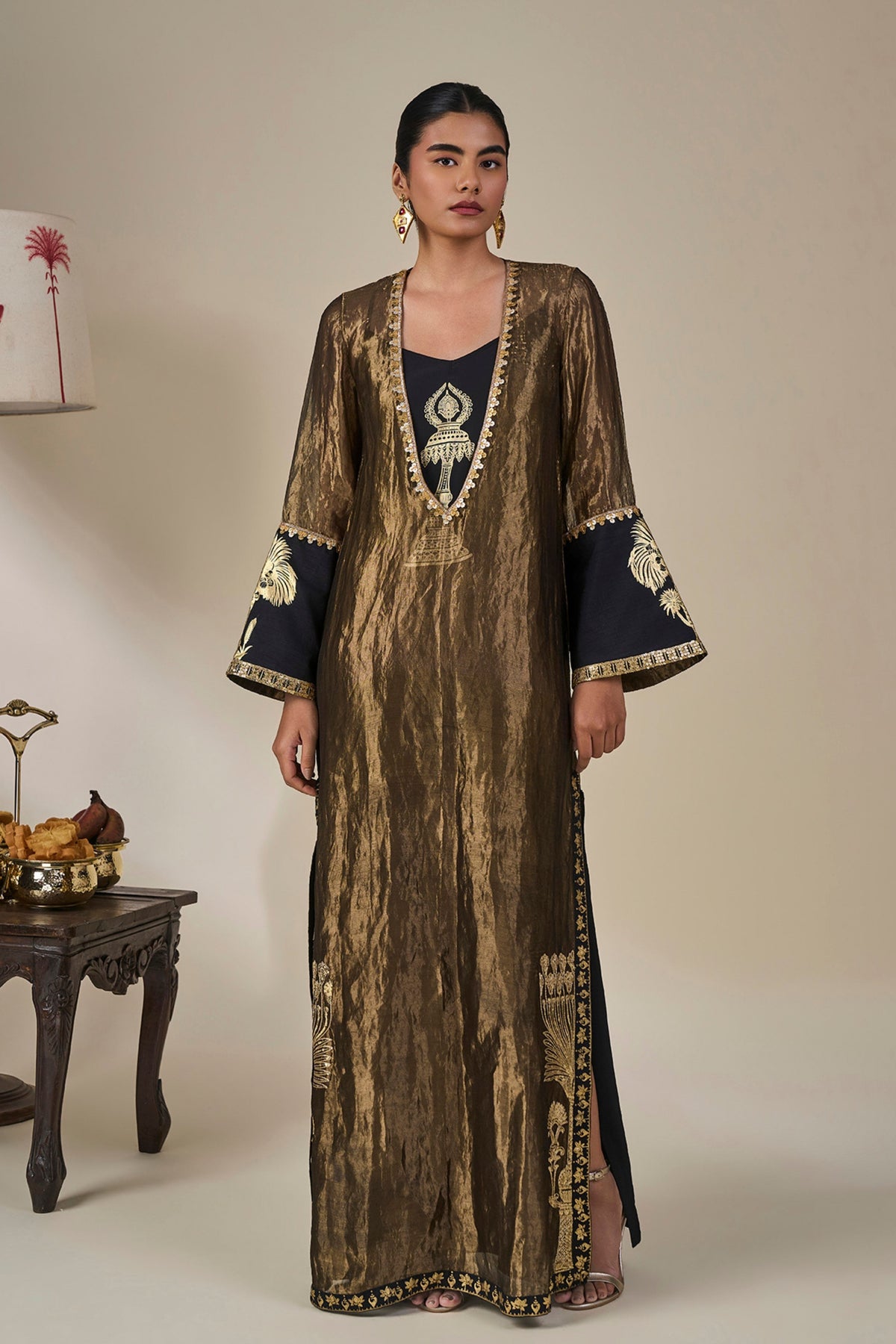 Black Palm Pillar Kaftan