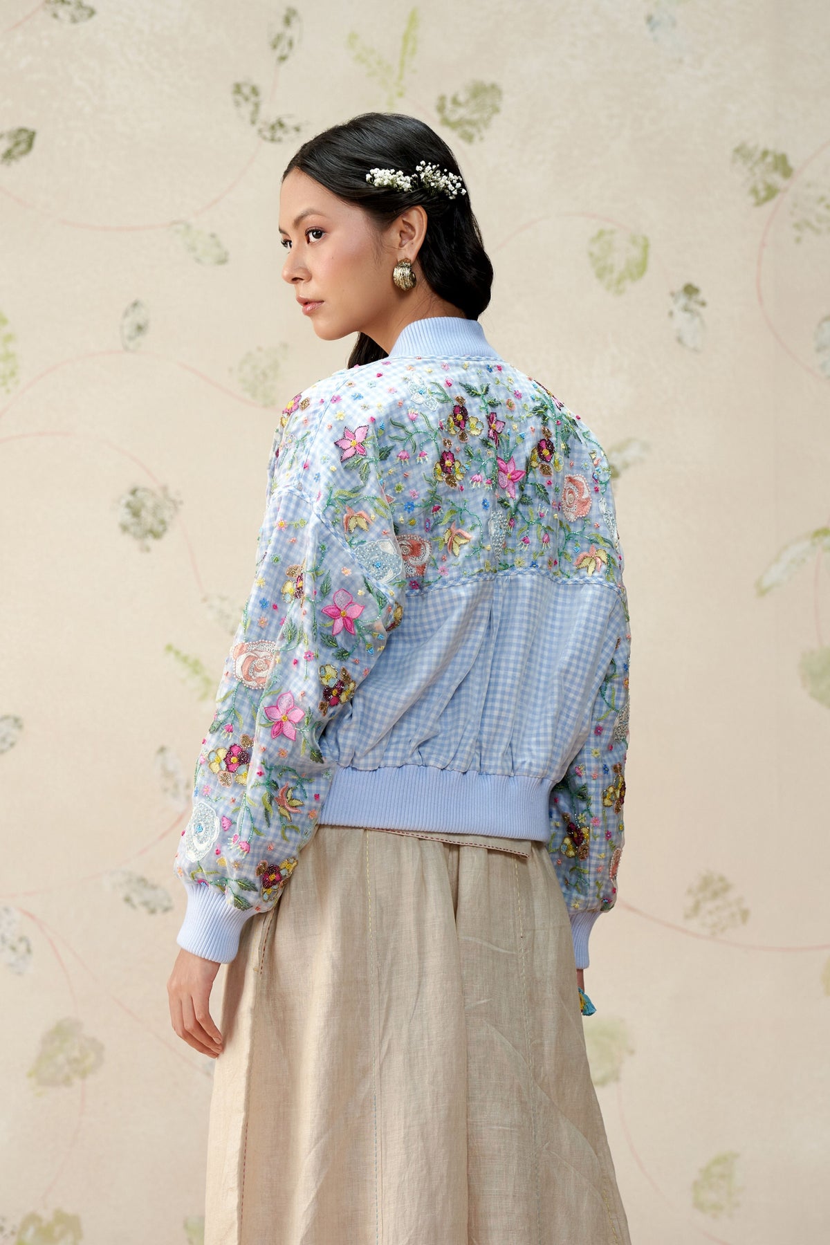 Emilie Gingham Bomber Jacket