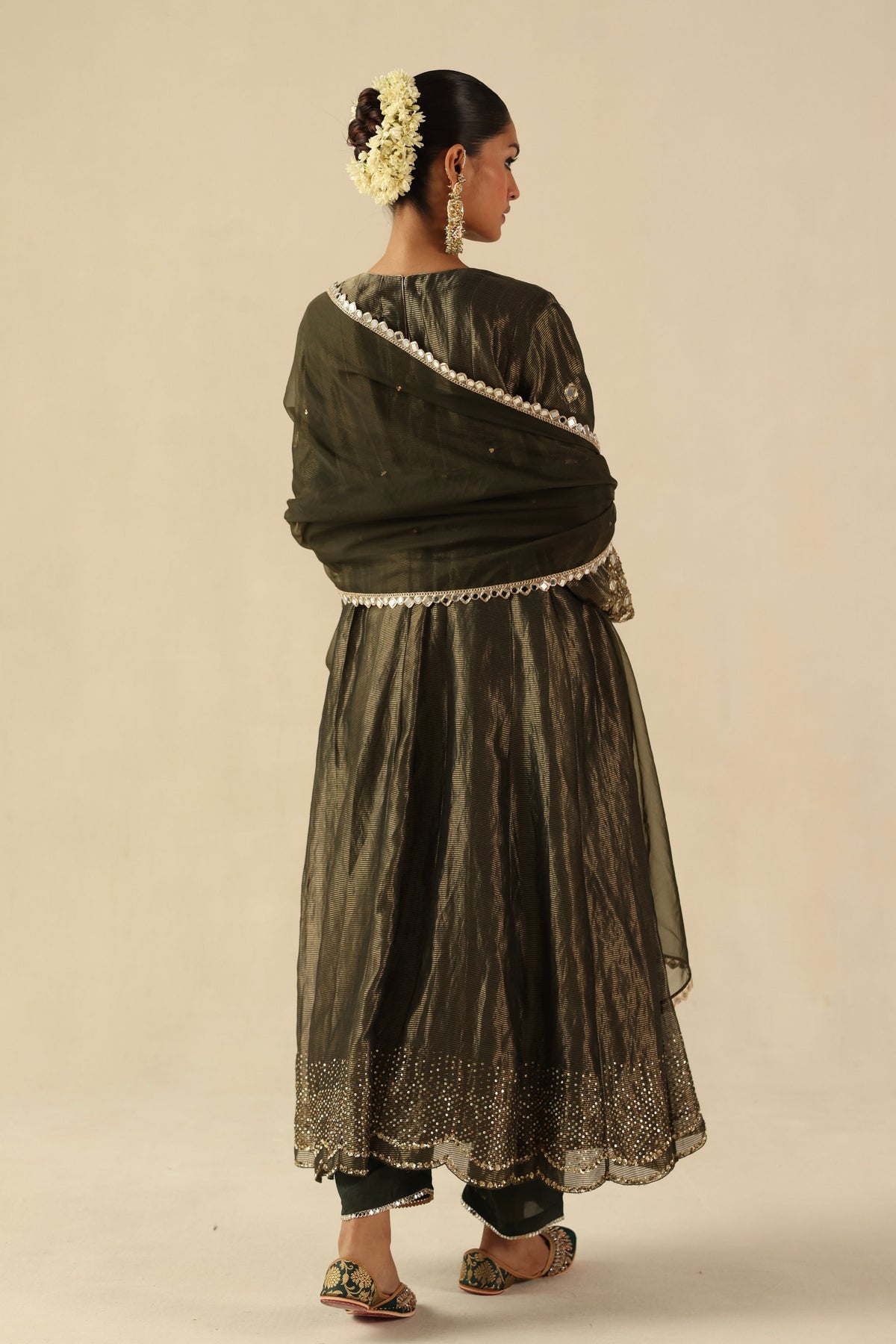Olive Green Afsana Kalidar