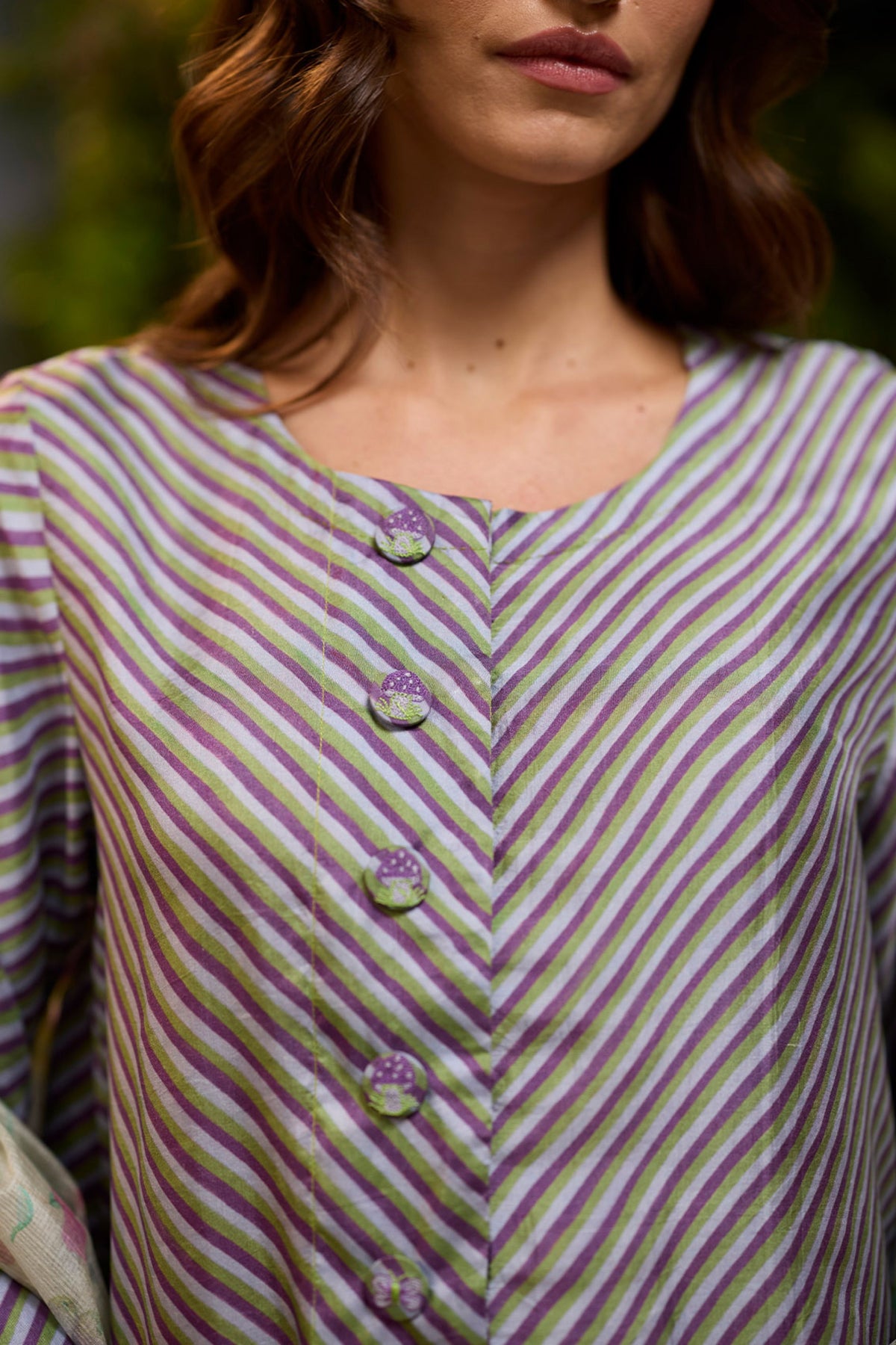 Dappled Violet Striped Kurta Set