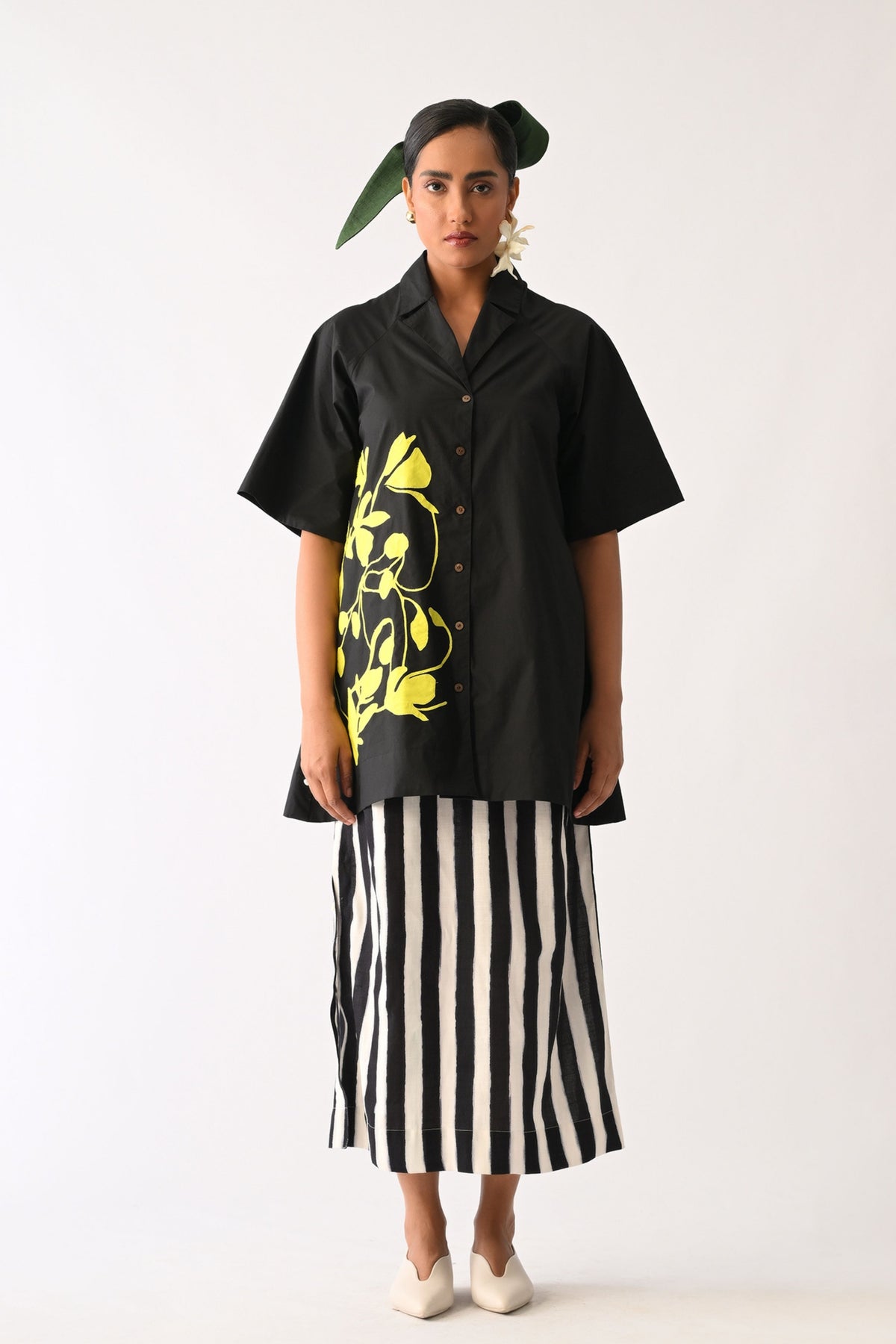 Mono Black Applique Shirt Set