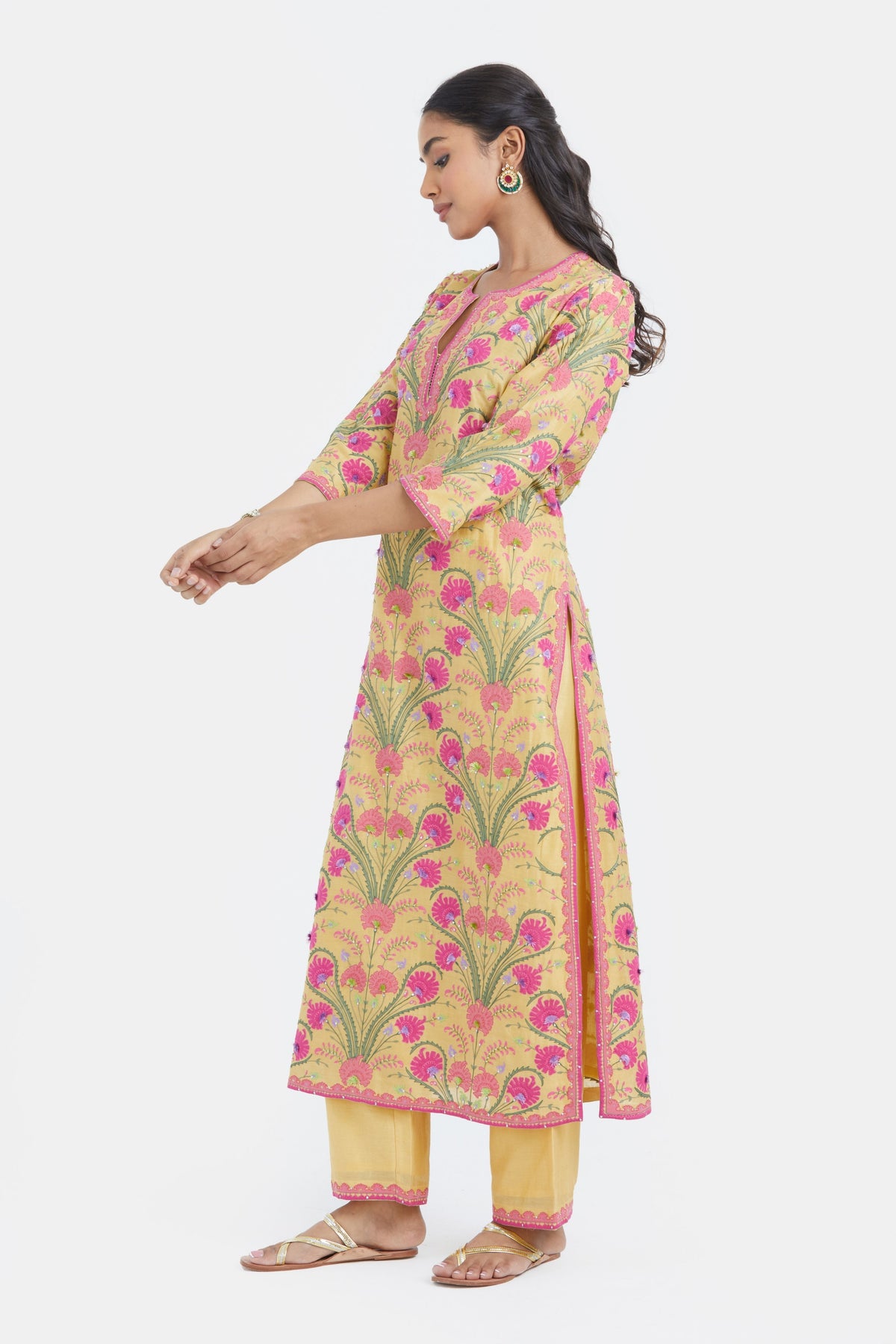 Yellow Chanderi Kurta Set