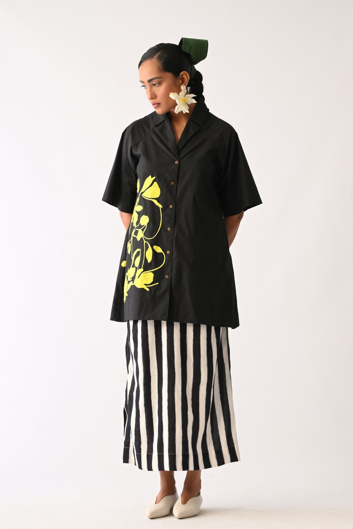 Mono Black Applique Shirt Set