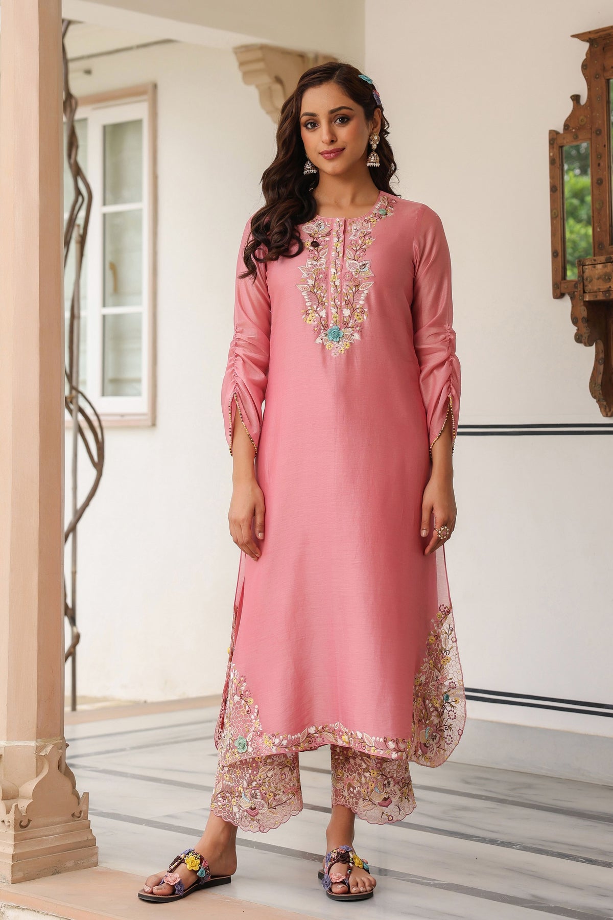 Gulzar Pink Farshi Kurta Set