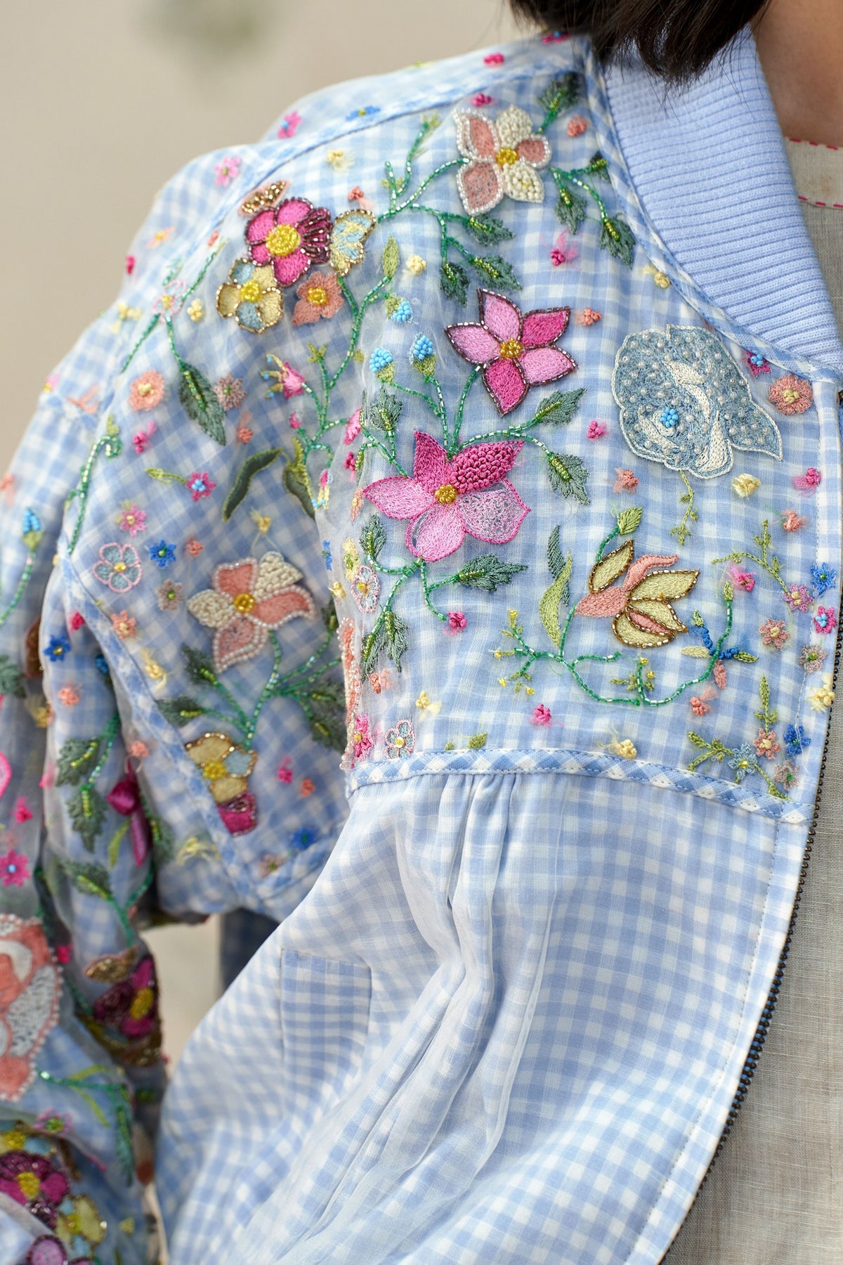 Emilie Gingham Bomber Jacket