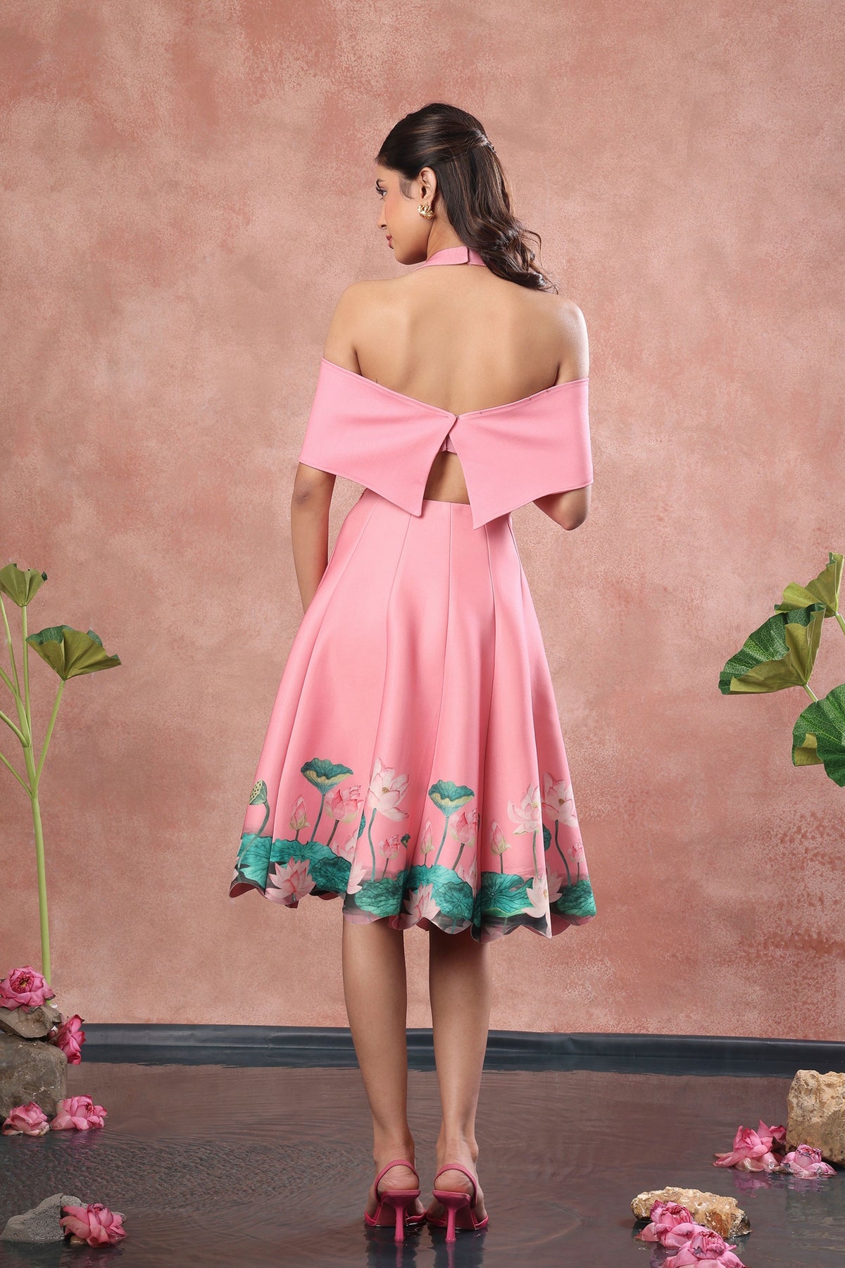 Pink Neoprene Skirt Top Wrap Set