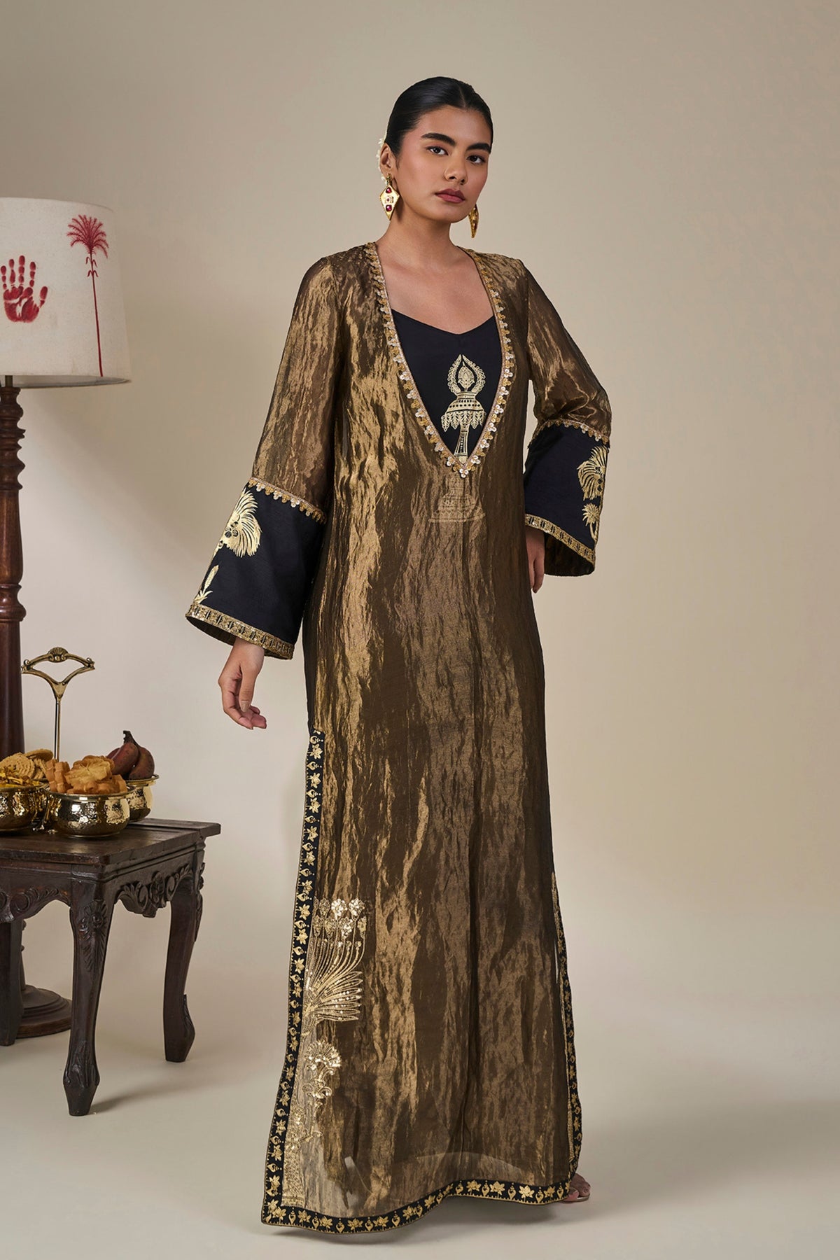 Black Palm Pillar Kaftan