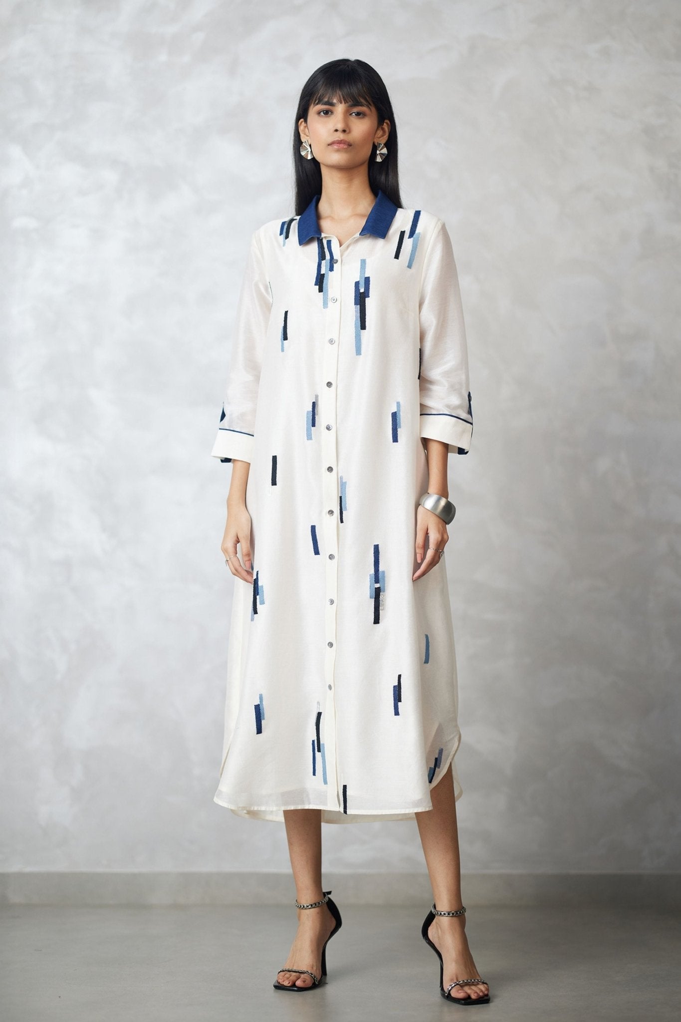 Ivory Shirt Dress With Slip - Nachiket Barve - Elahe
