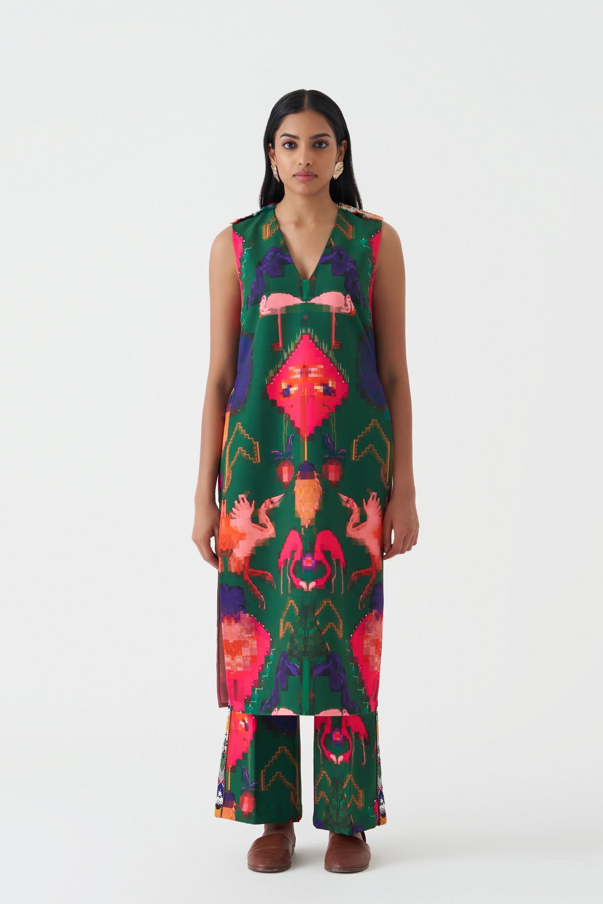 Crepe Oaxaca Verde Kurta Pant Set