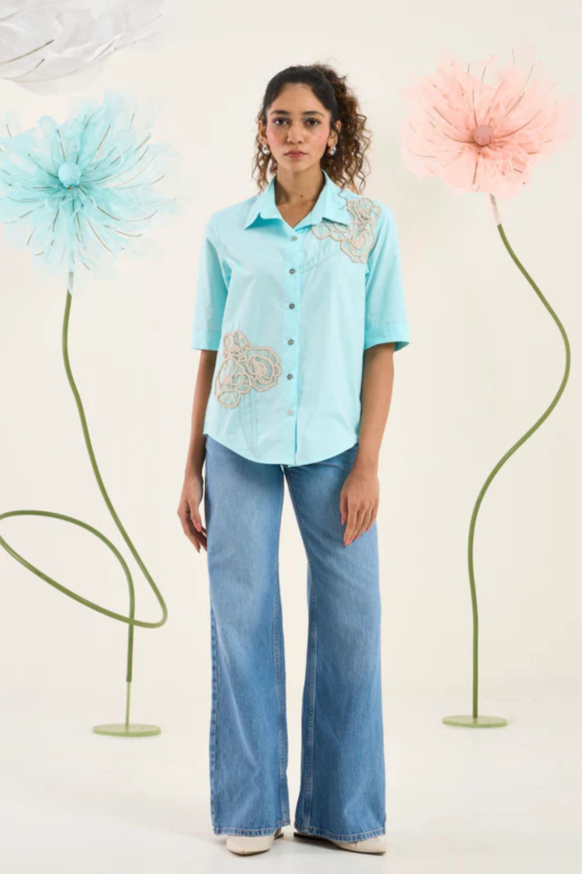 Jasper Applique Aqua Mint Shirt