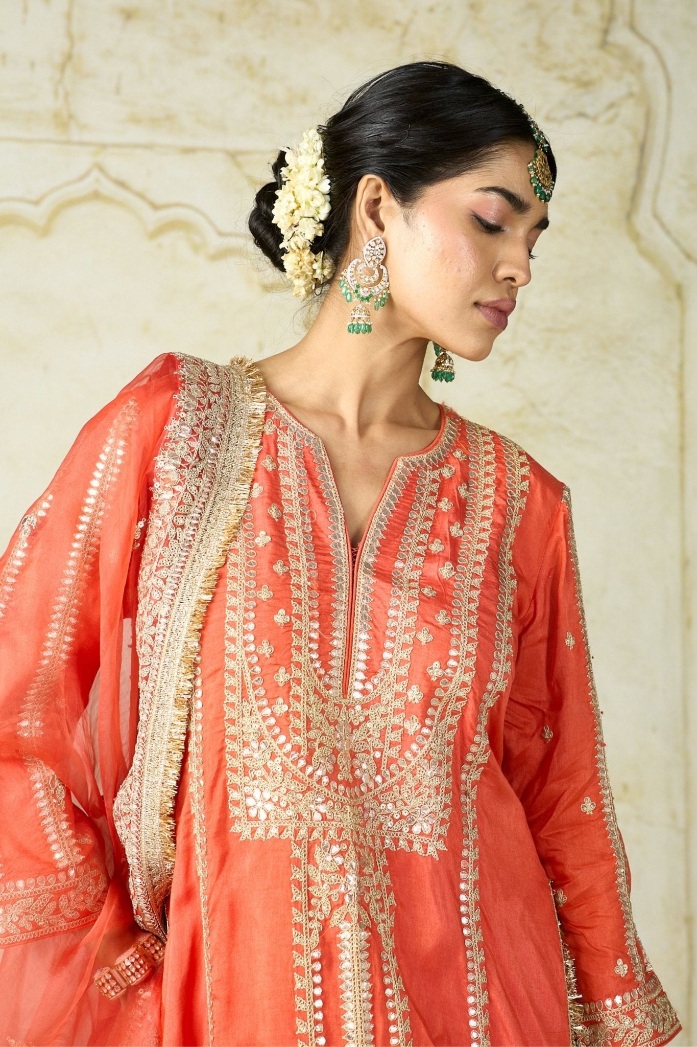 Orange Lakshmi Kurta Set - Gopi Vaid - Elahe