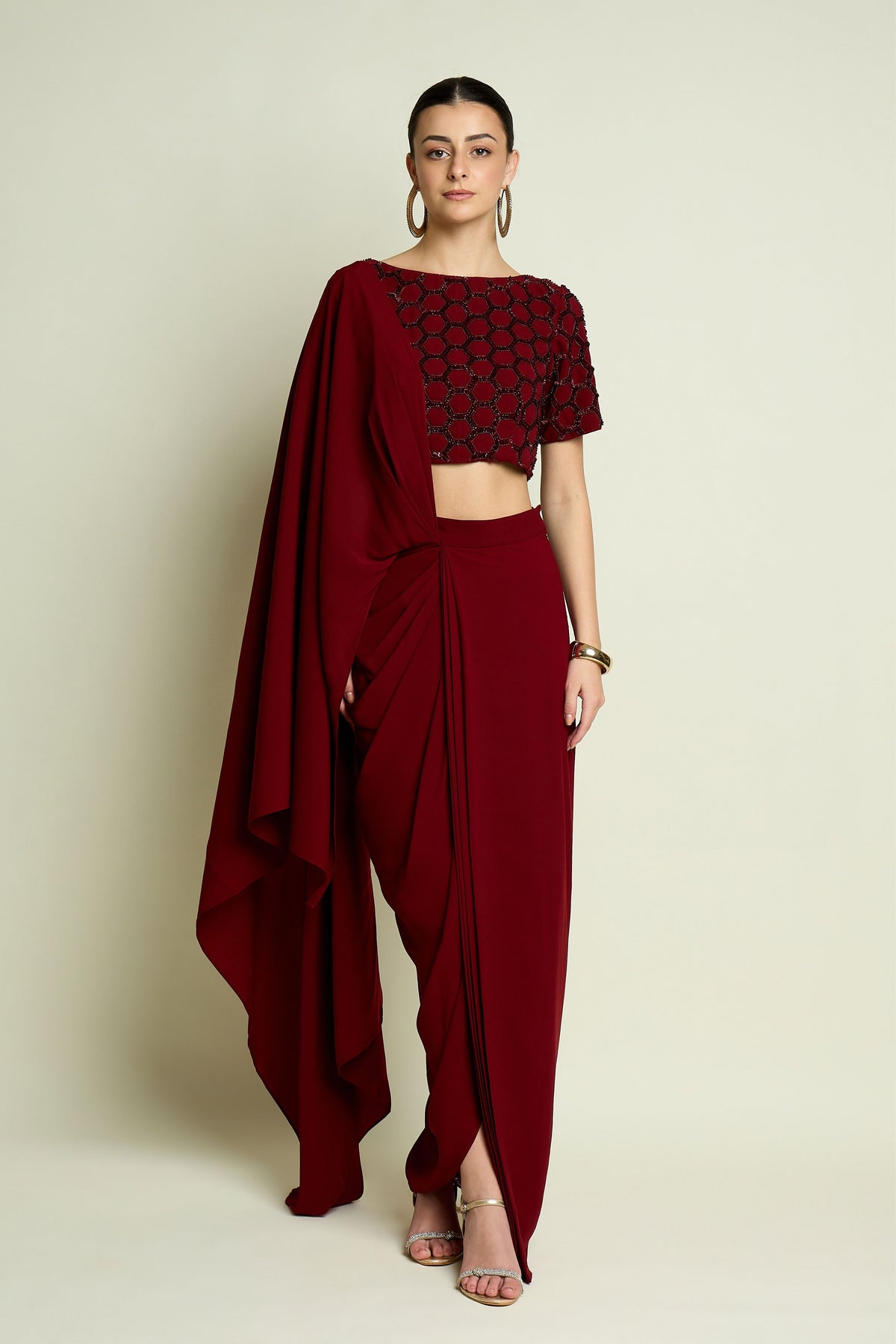 Wine Crystal Web Blouse