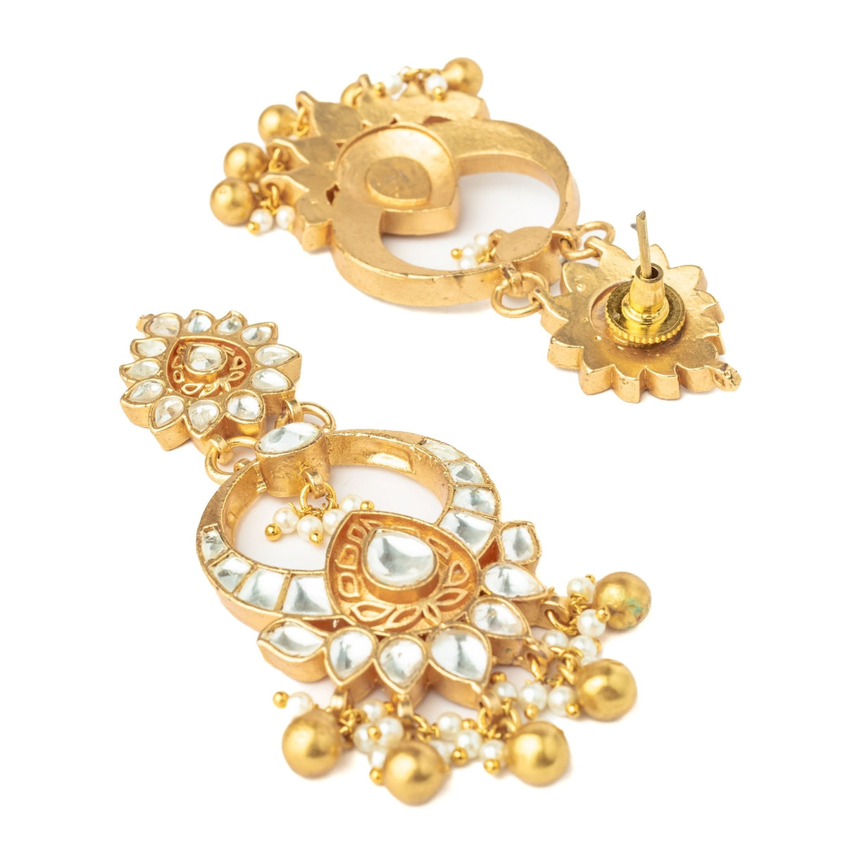 Gold Plated Polki Pair of Earrings