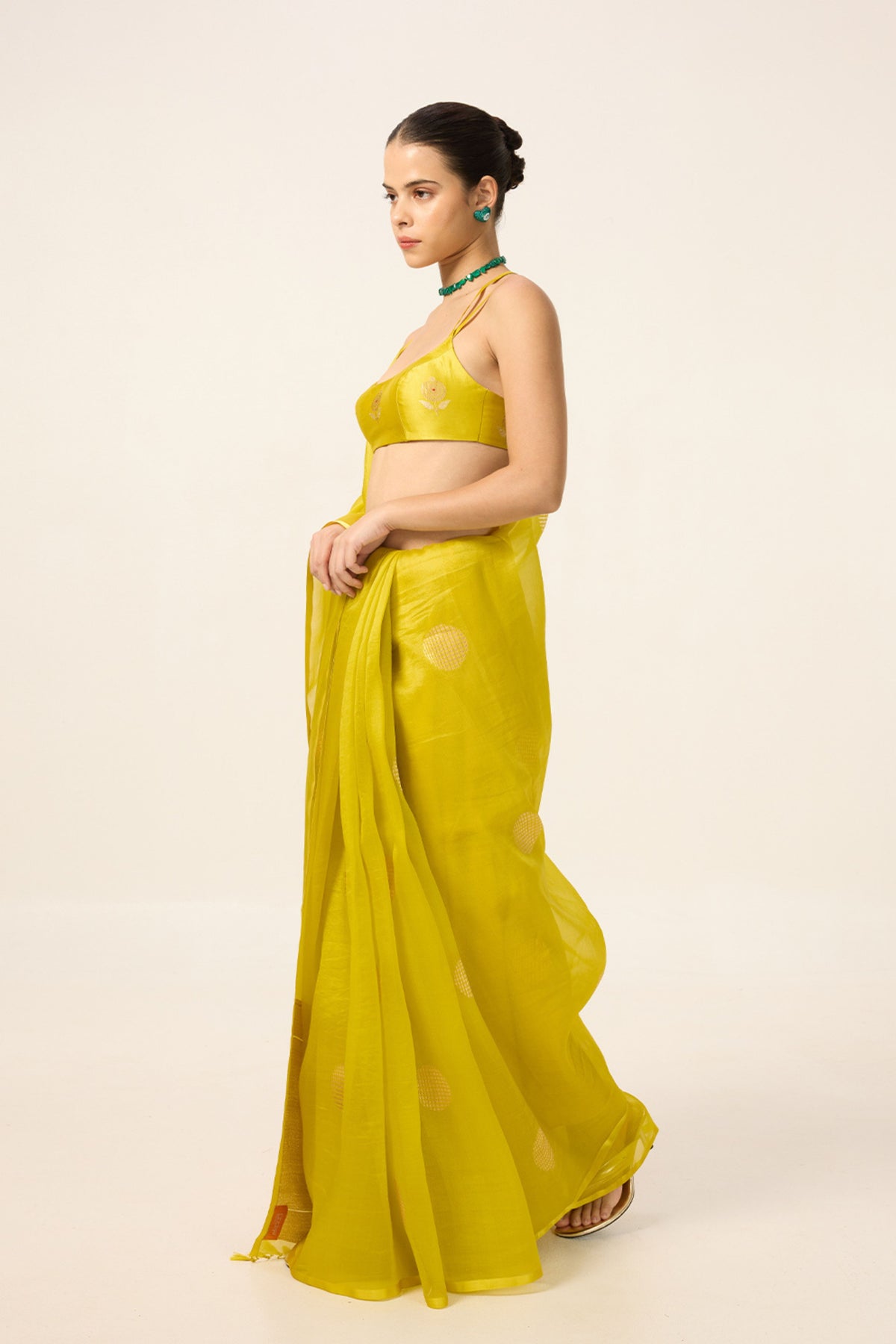 Yellow Ochre Organza Saree