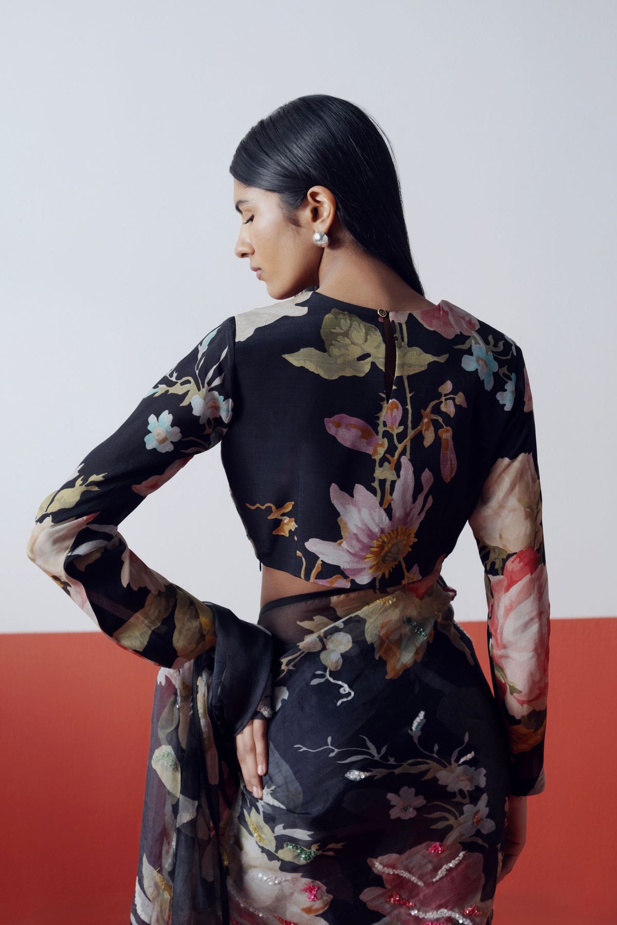 Carmine Embroidered Saree