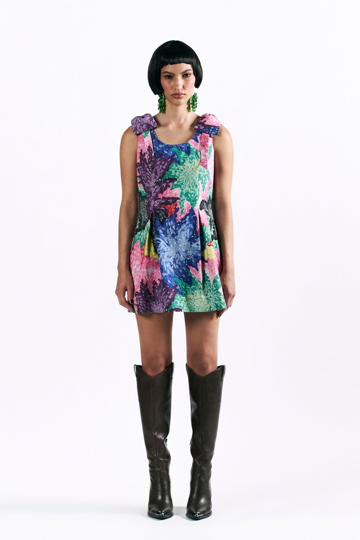 Mosaic Peonies Mini Dress