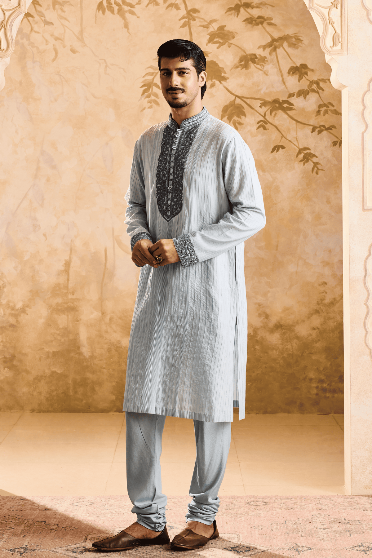 Embroidered Light Blue Kurta Set