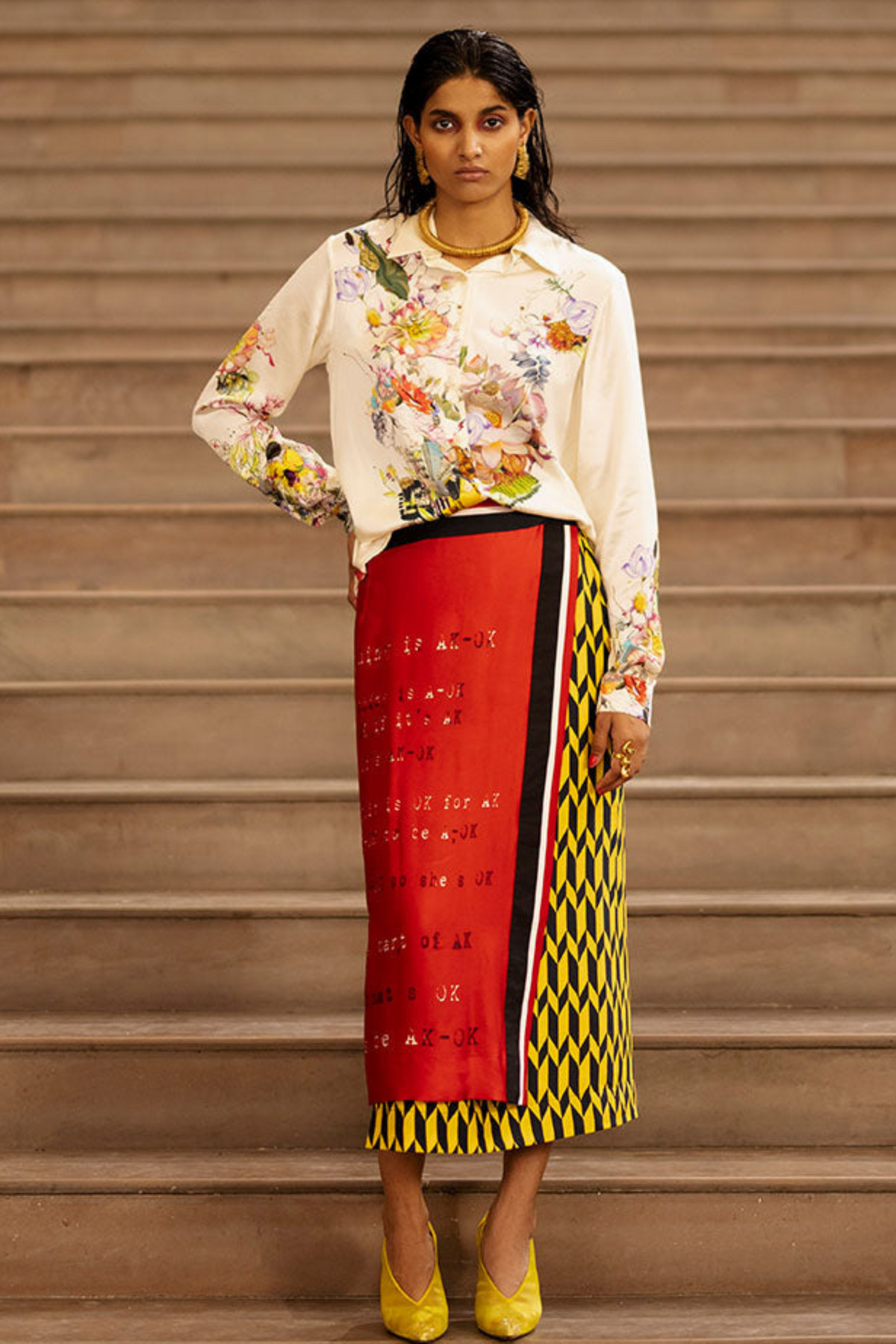 Floral Print Shirt With Wrap Skirt