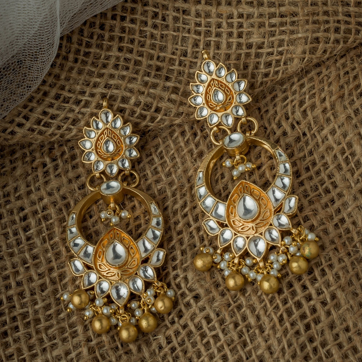 Gold Plated Polki Pair of Earrings