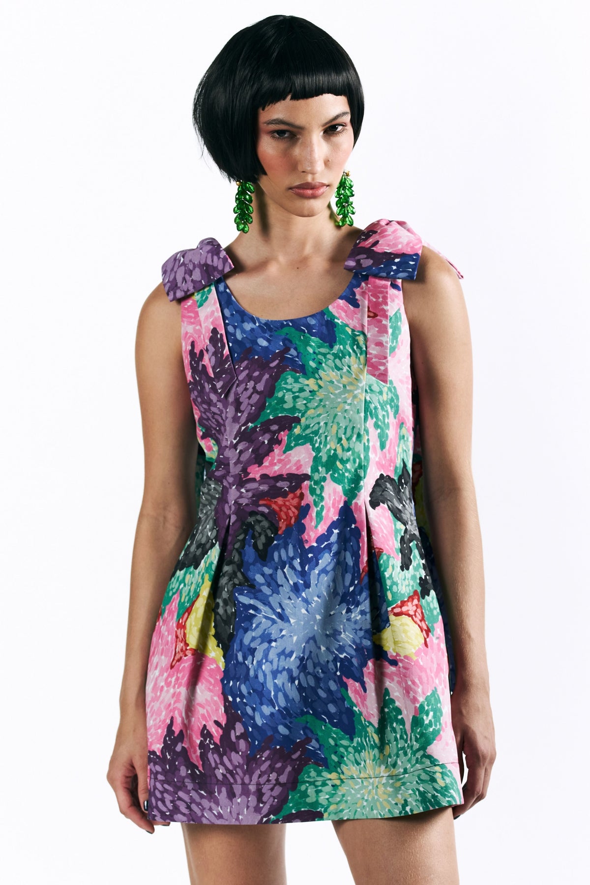 Mosaic Peonies Mini Dress