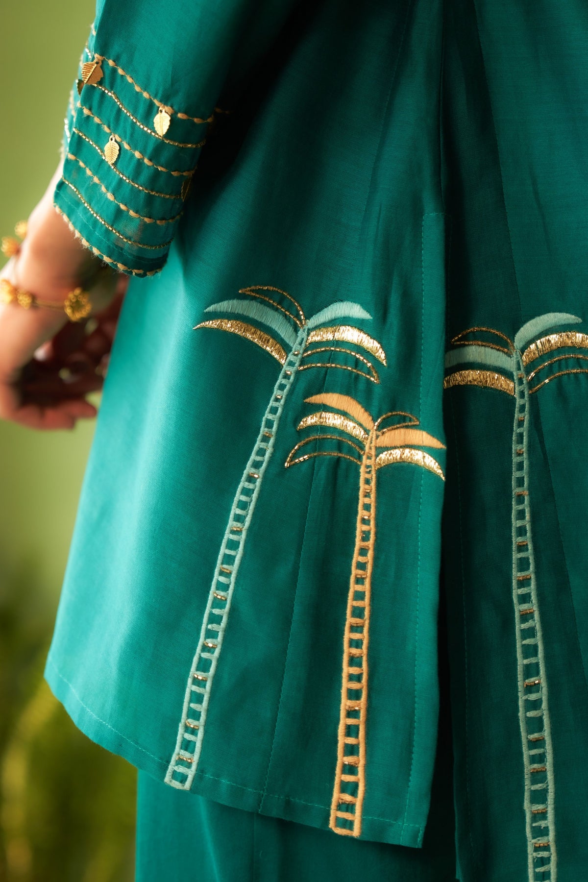 Peacock Green Collared Co-ord Set
