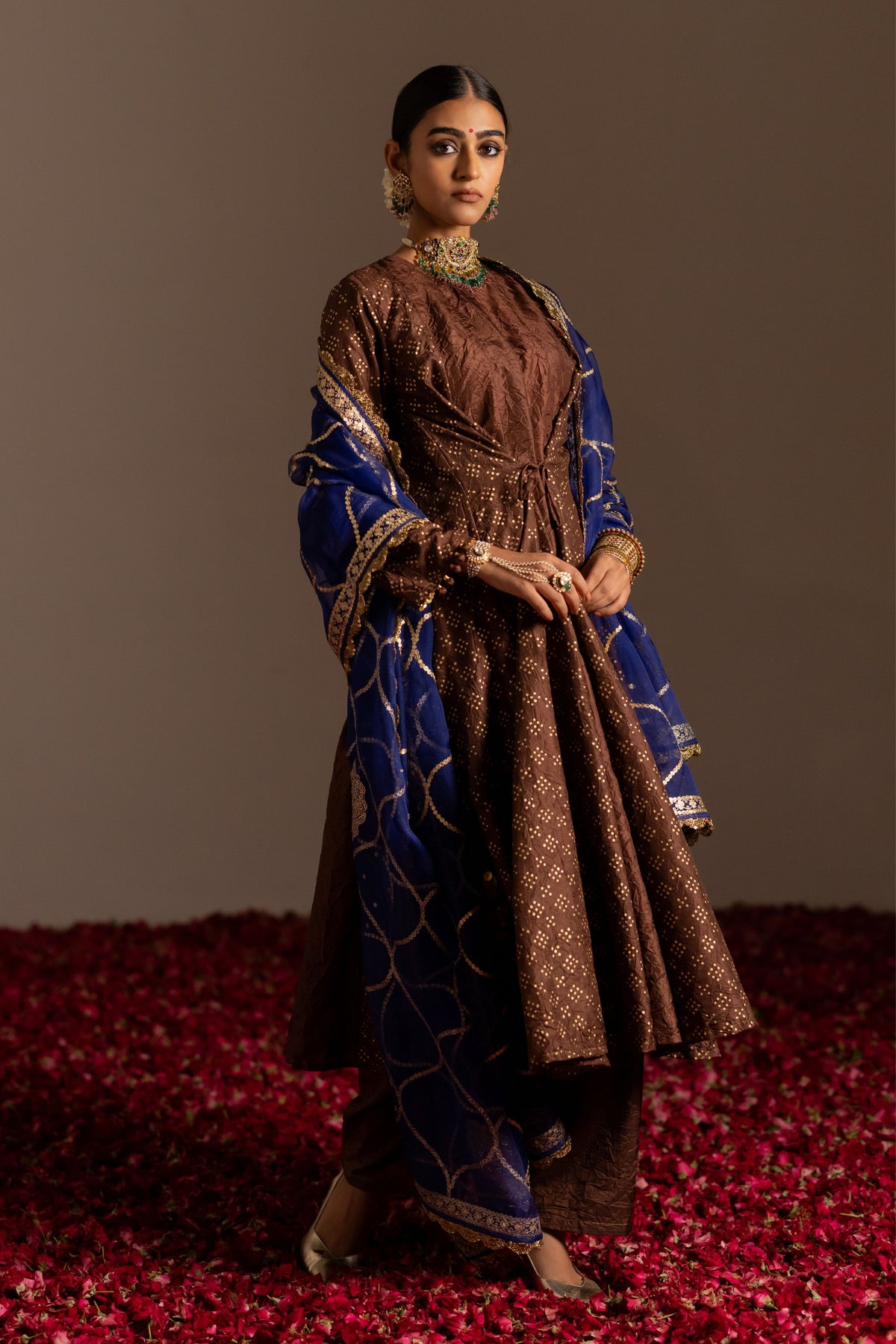 Panelled Anarkali Tie-Up Set